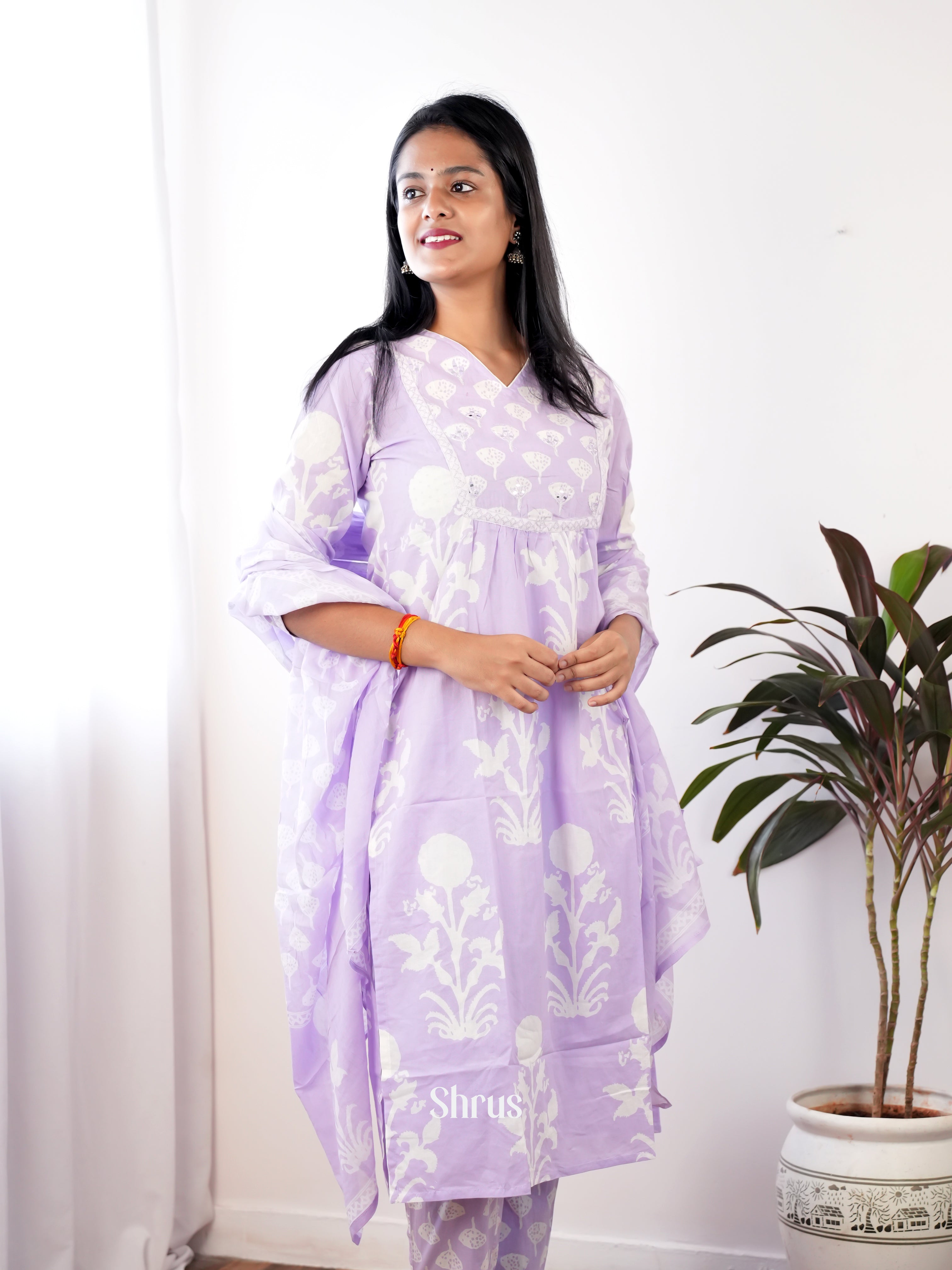 Purple -3pc bagru print  Readymade Suits