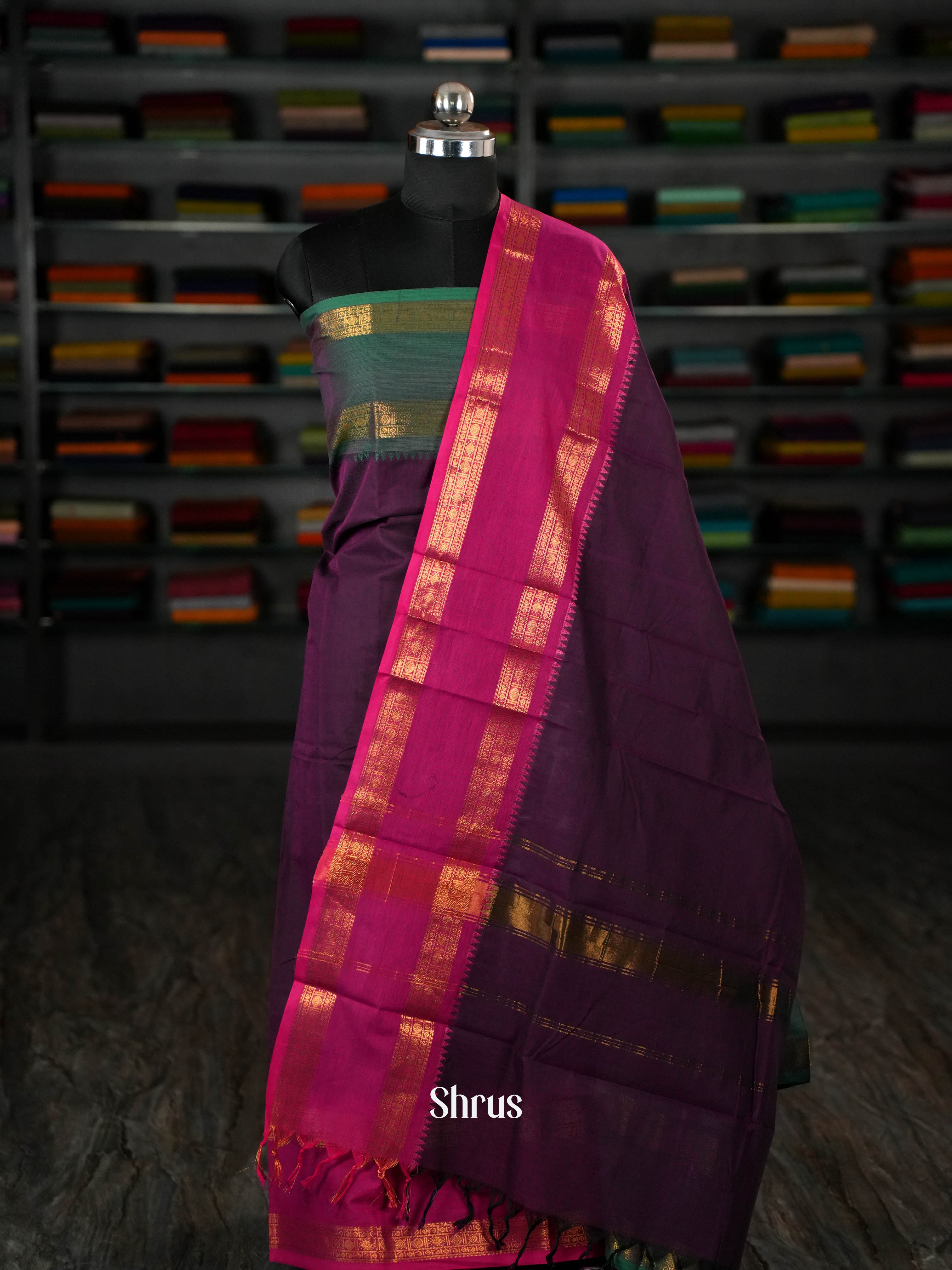 Purple & Pink - chettinad top & dupatta combo