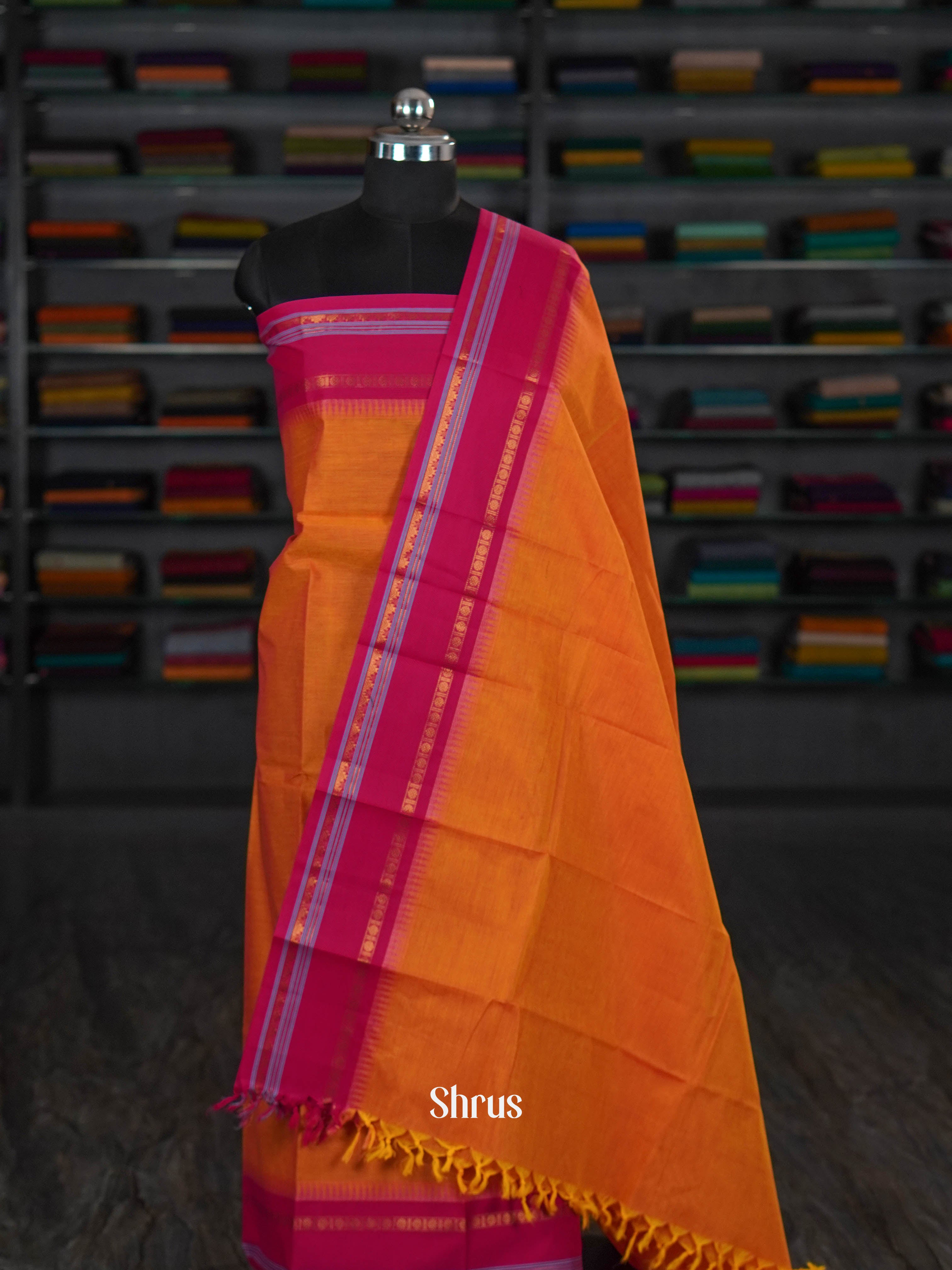 Mustard & Pink  - chettinad top & dupatta combo