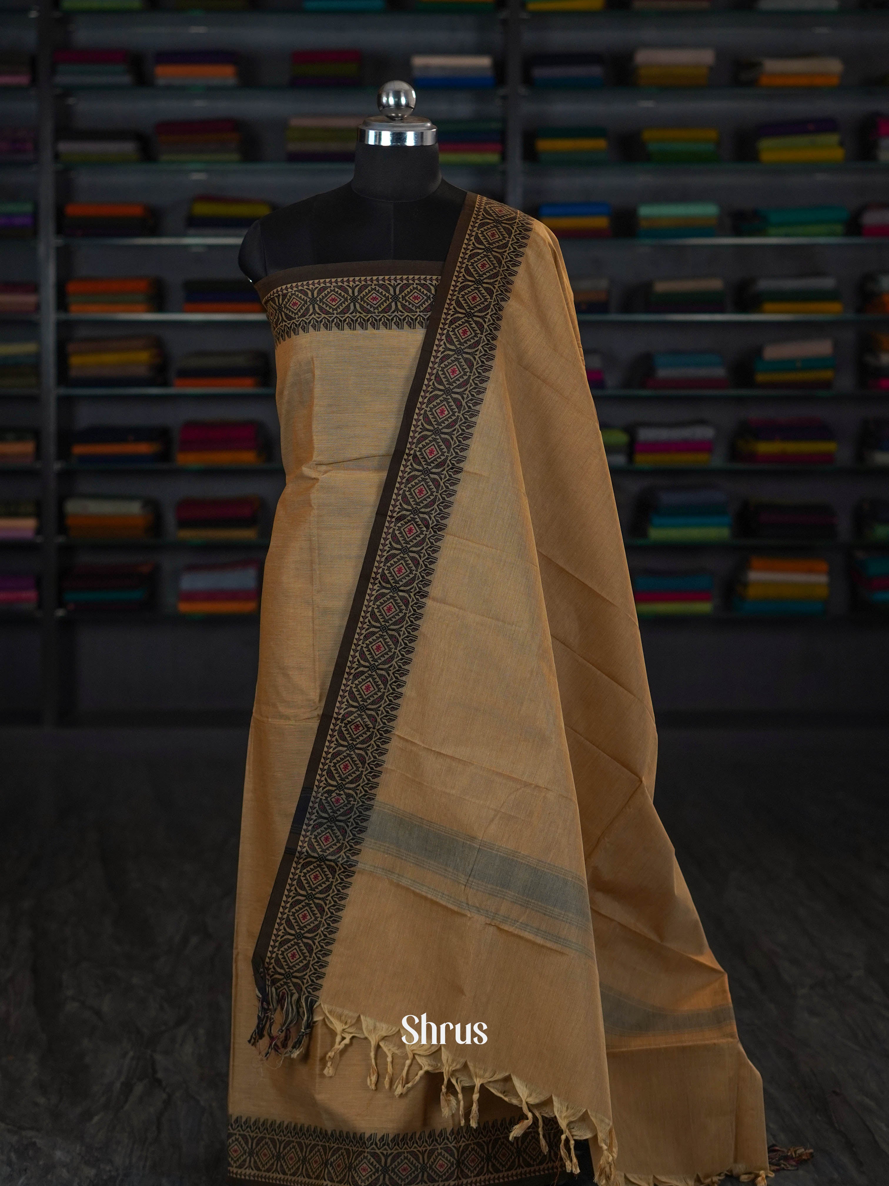 Light Brown - chettinad top & dupatta combo