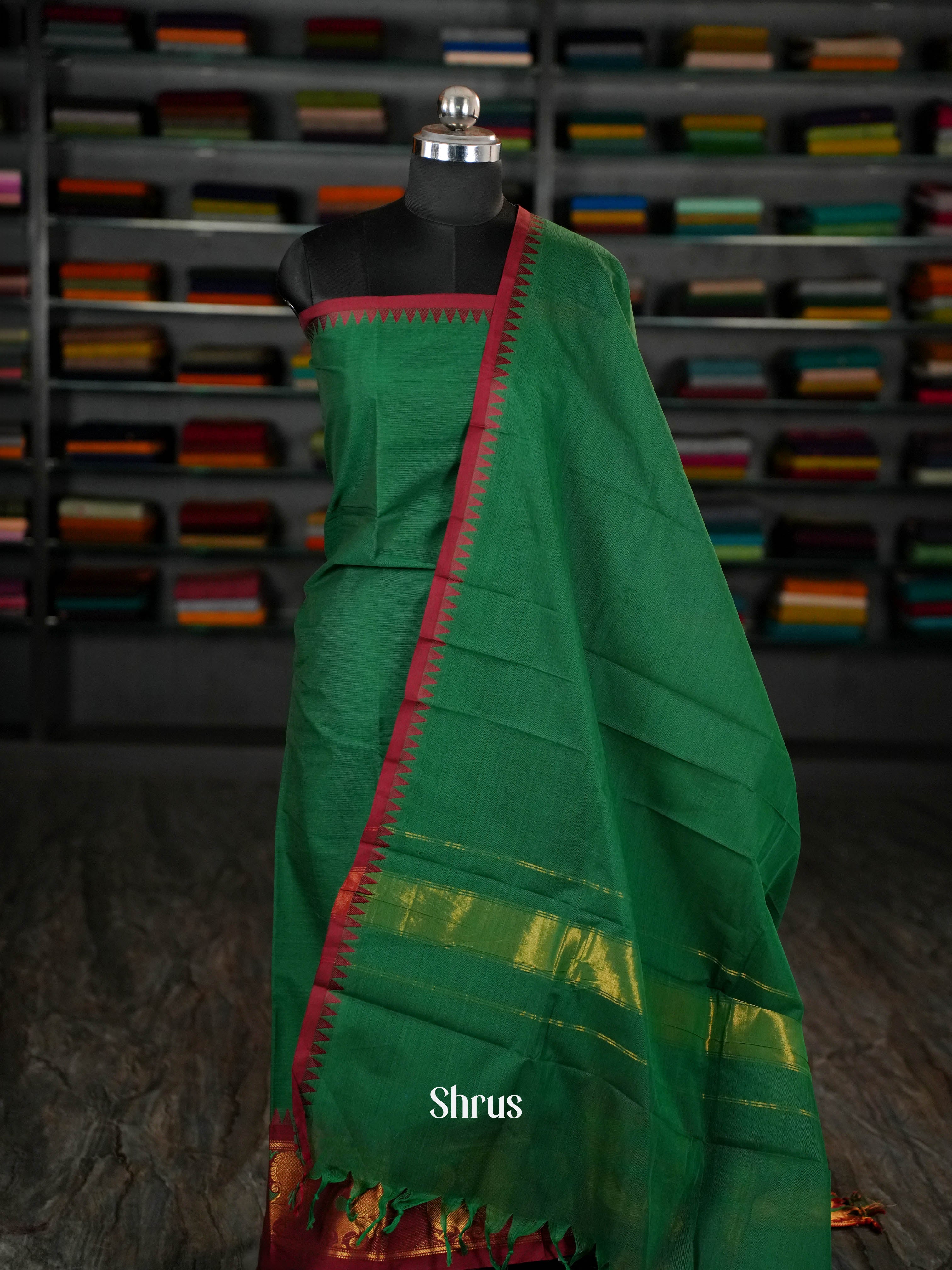 Green & Maroon - chettinad top & dupatta combo