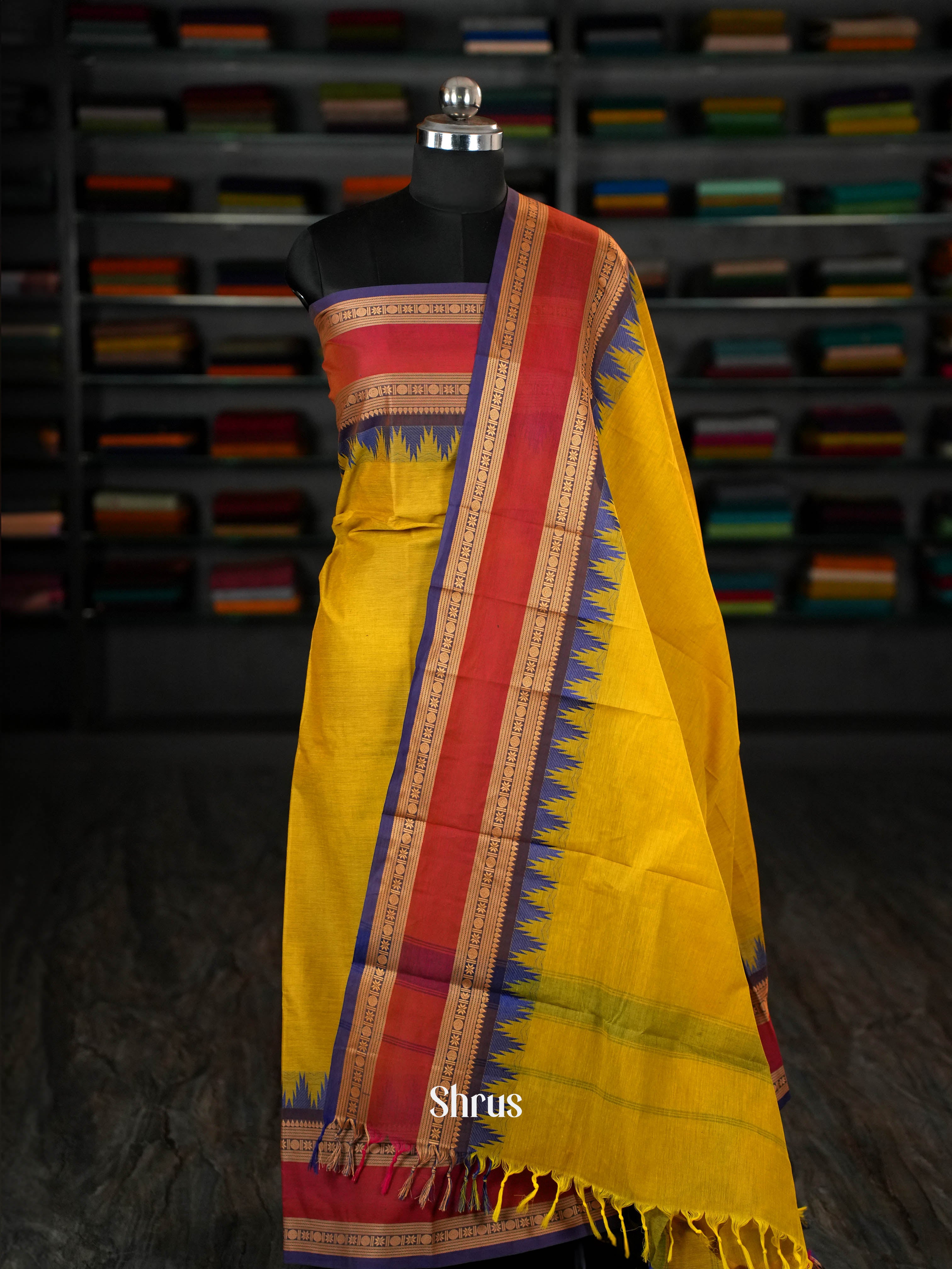 Mustard & Purple - chettinad top & dupatta combo