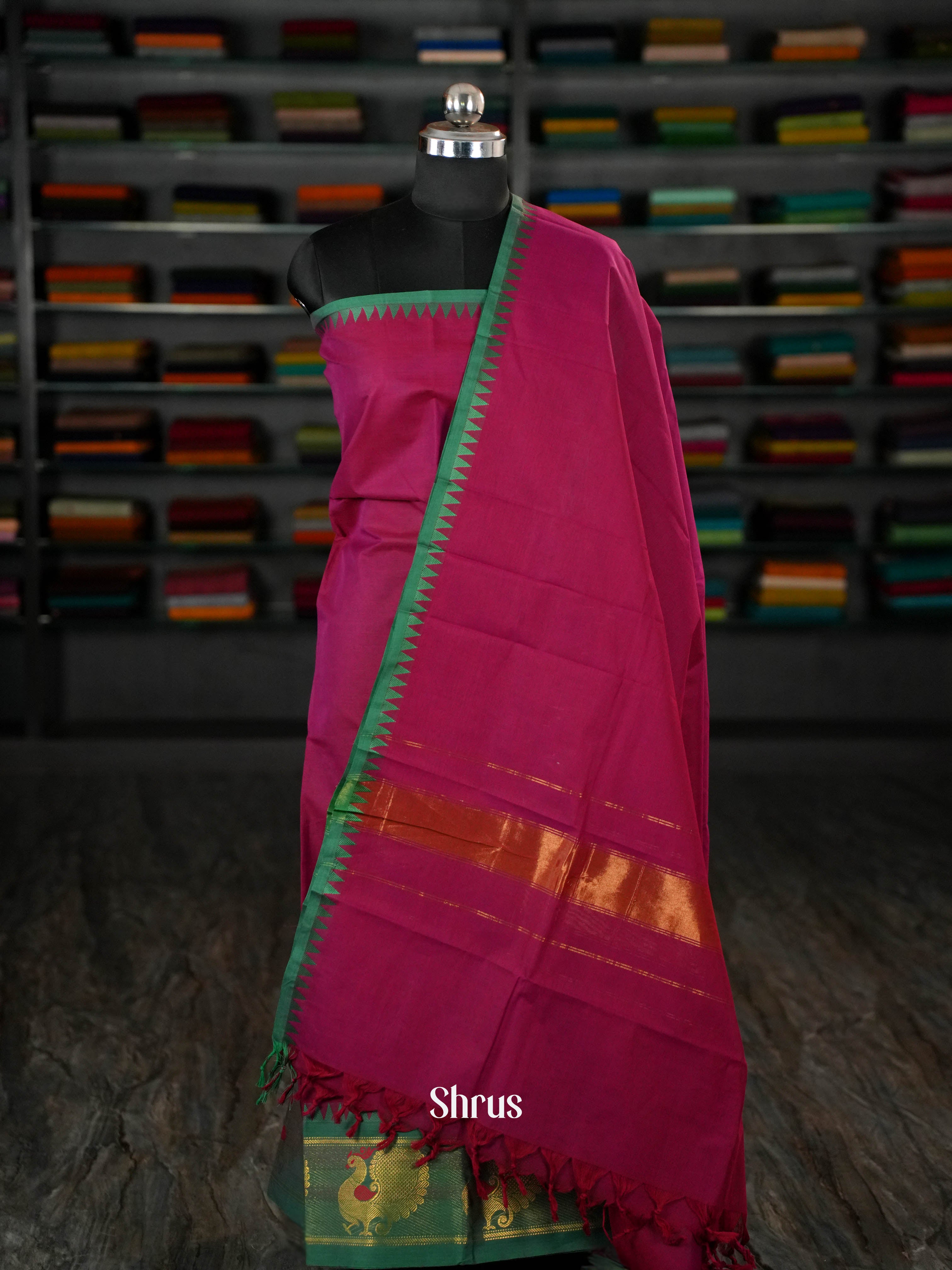 Maroon & Green- chettinad top & dupatta combo