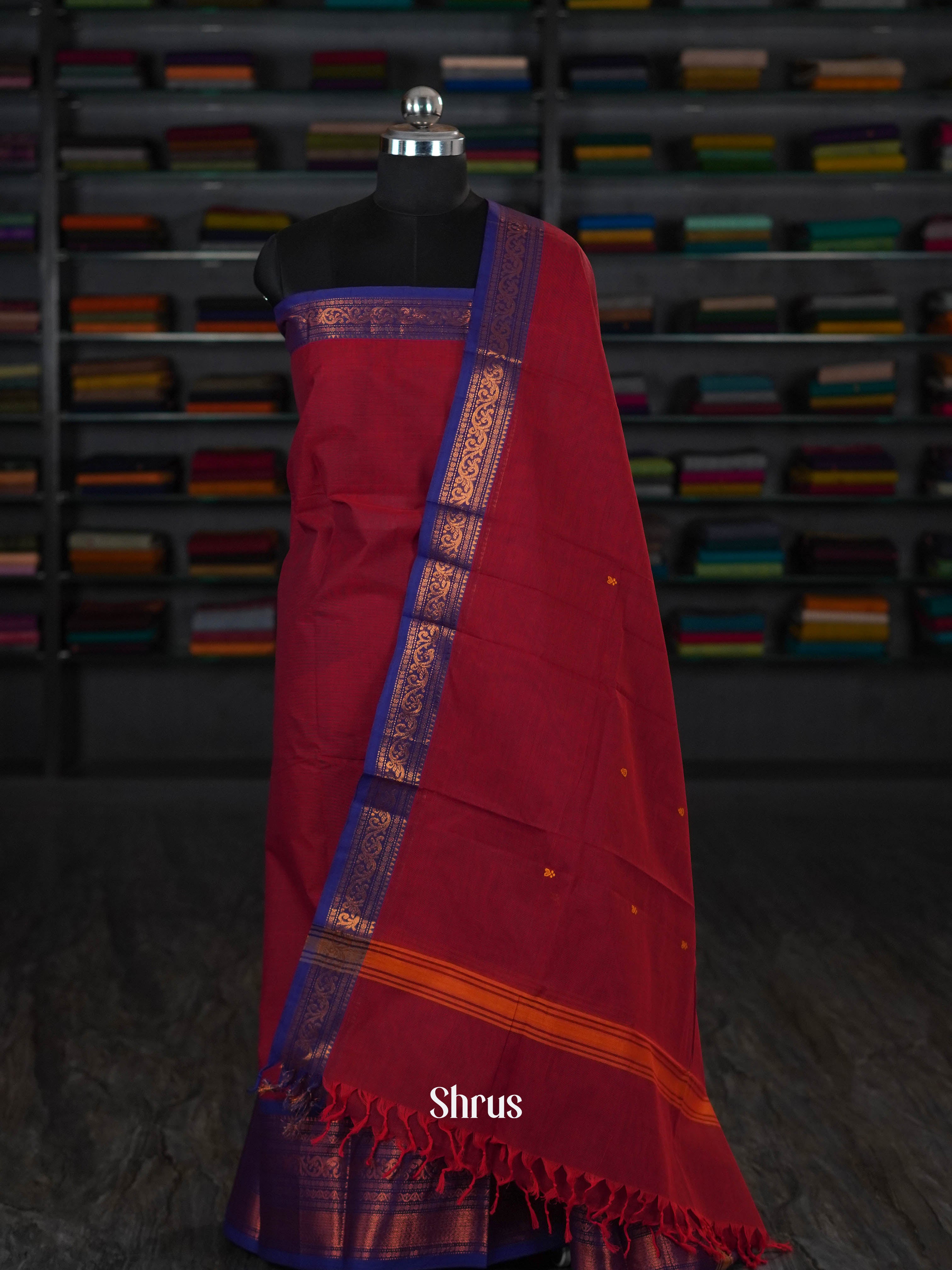 Maroon & Violet  - chettinad top & dupatta combo