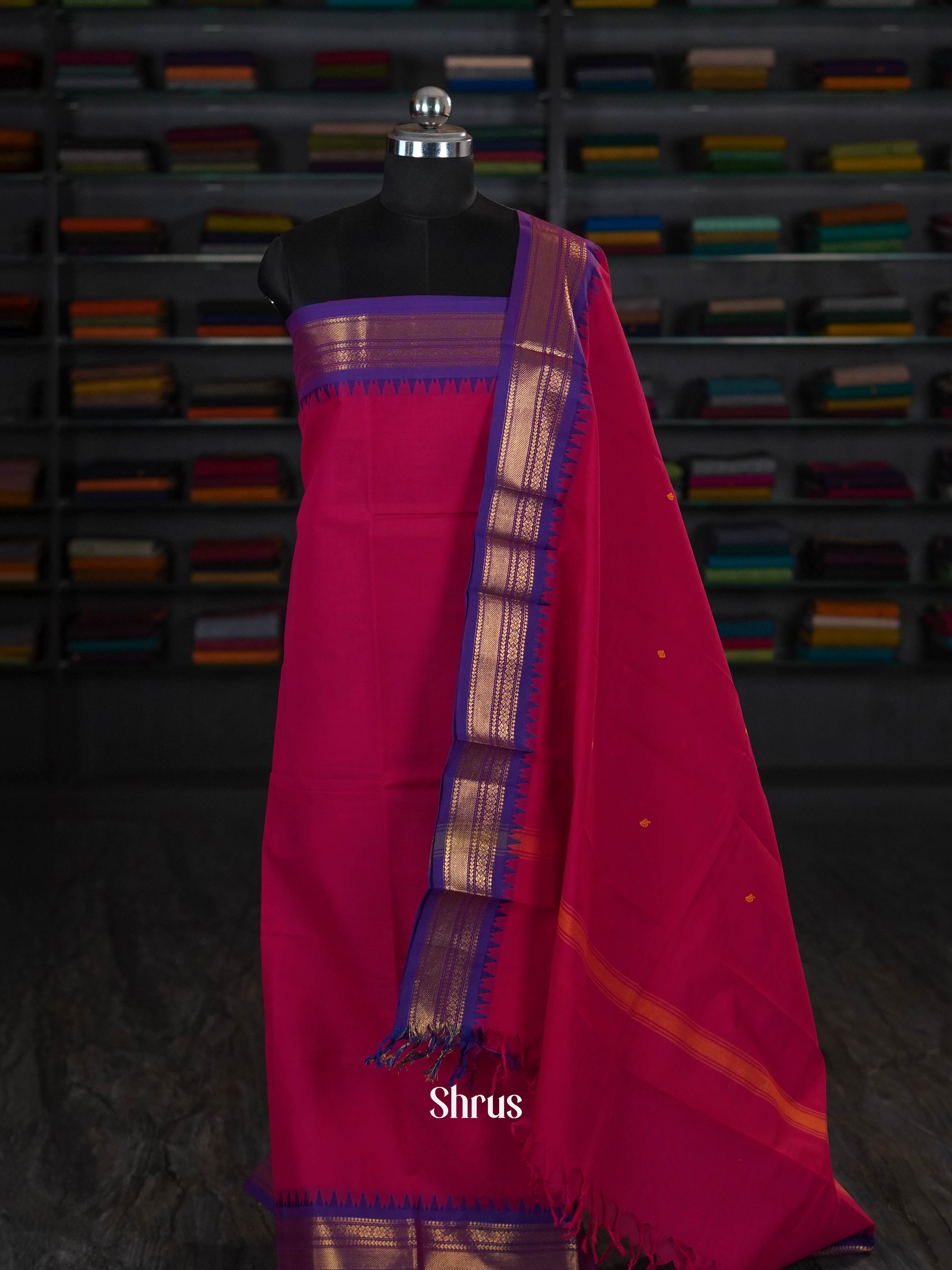 Pink & Violet  - chettinad top & dupatta combo