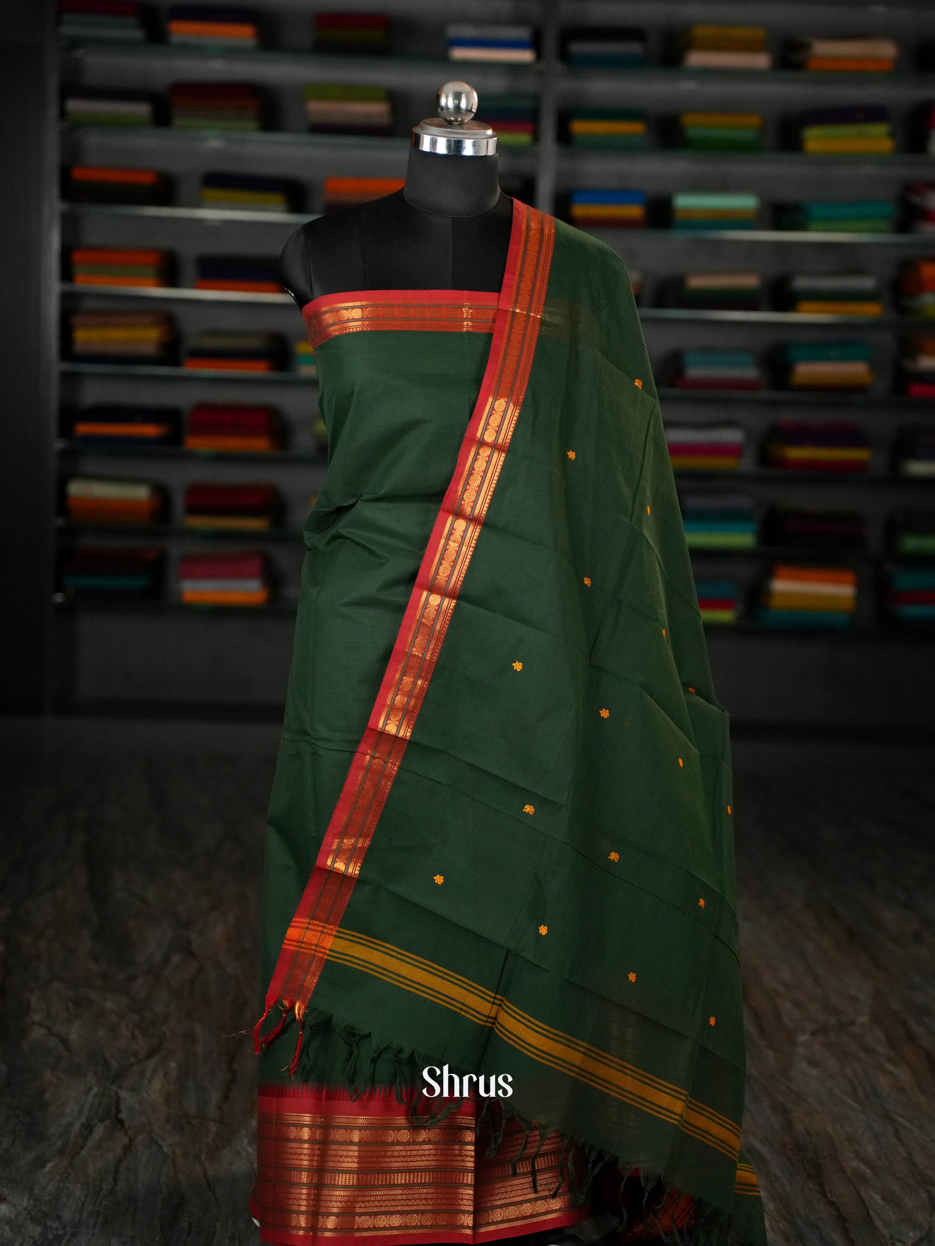 Green & Red - chettinad top & dupatta combo