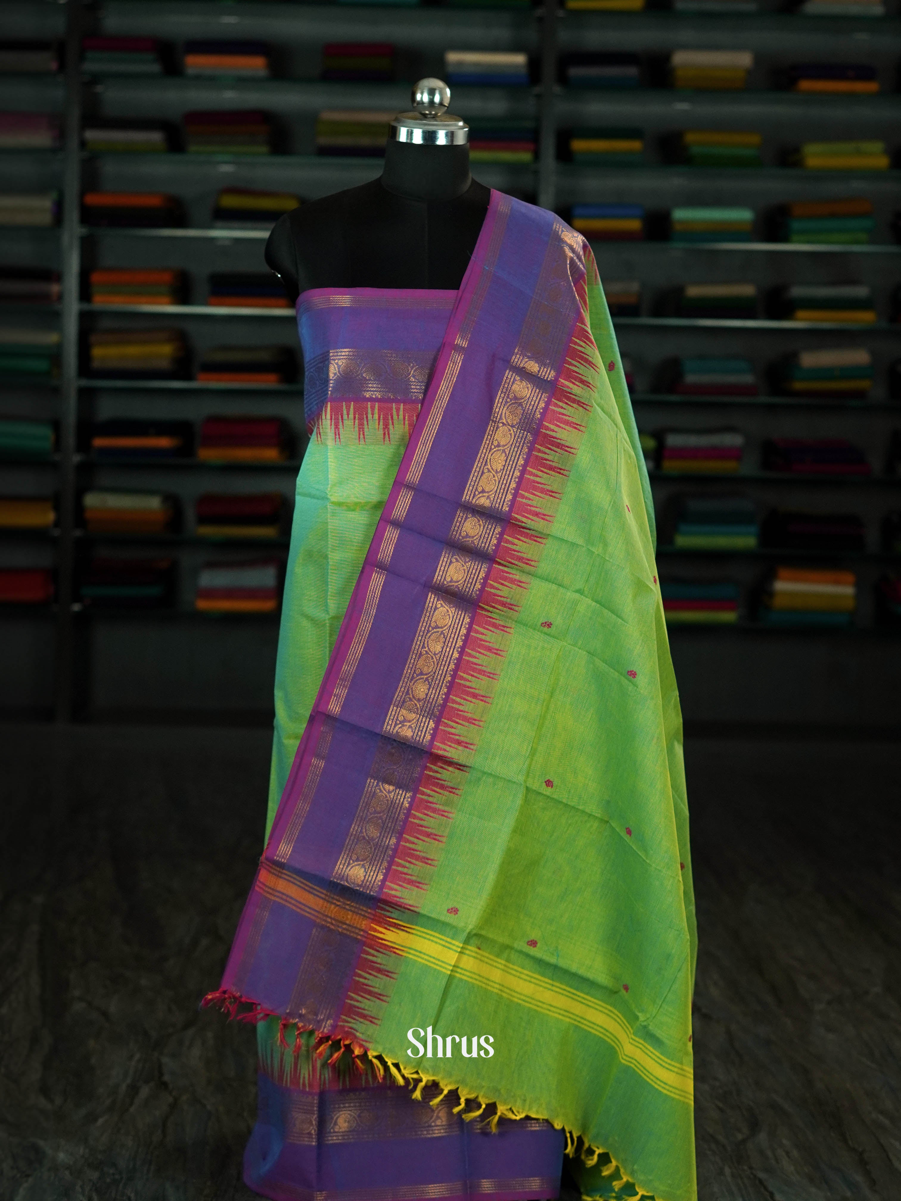 Green & Violet  - chettinad top & dupatta combo