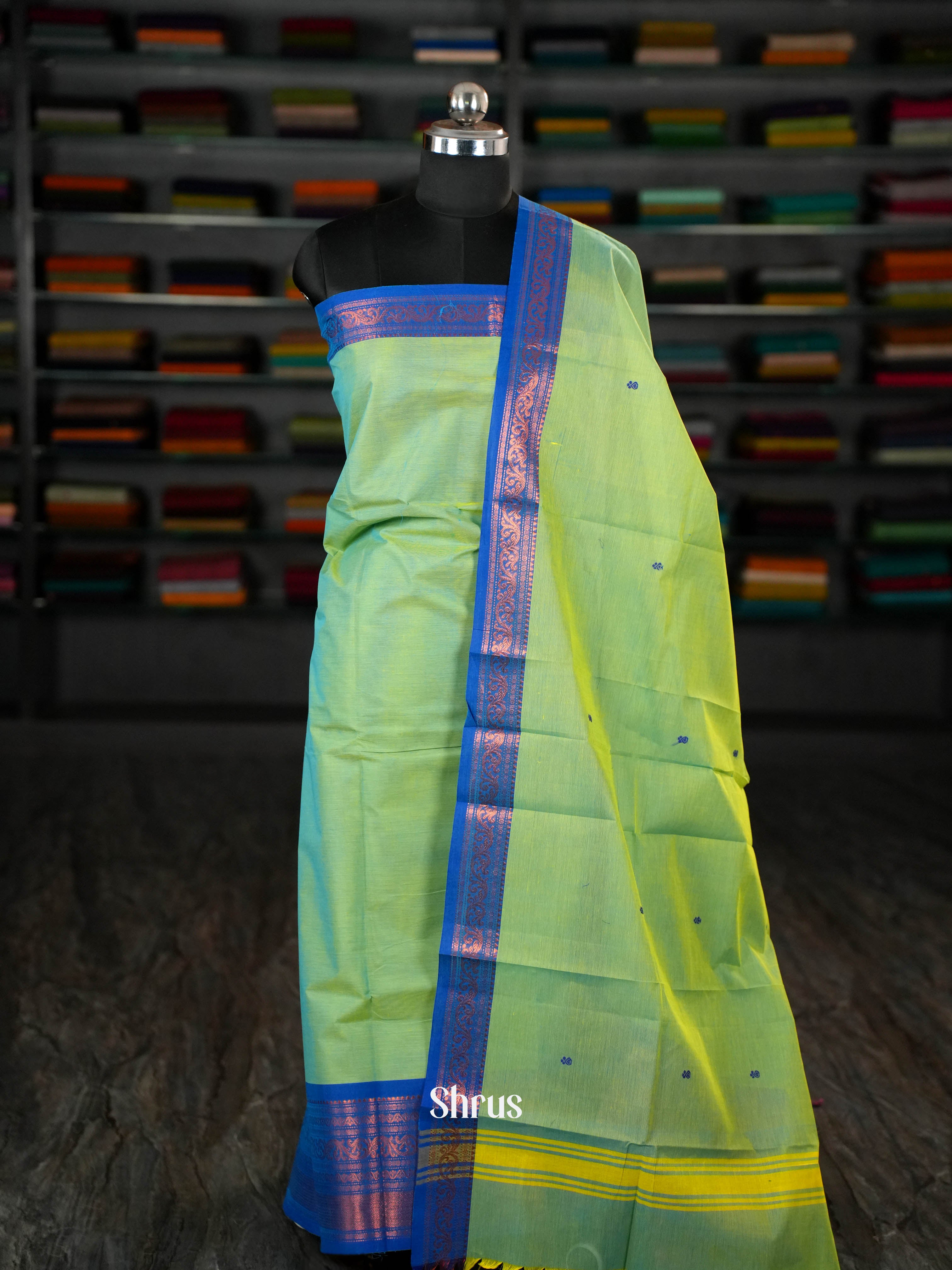 Green & Blue - chettinad top & dupatta combo