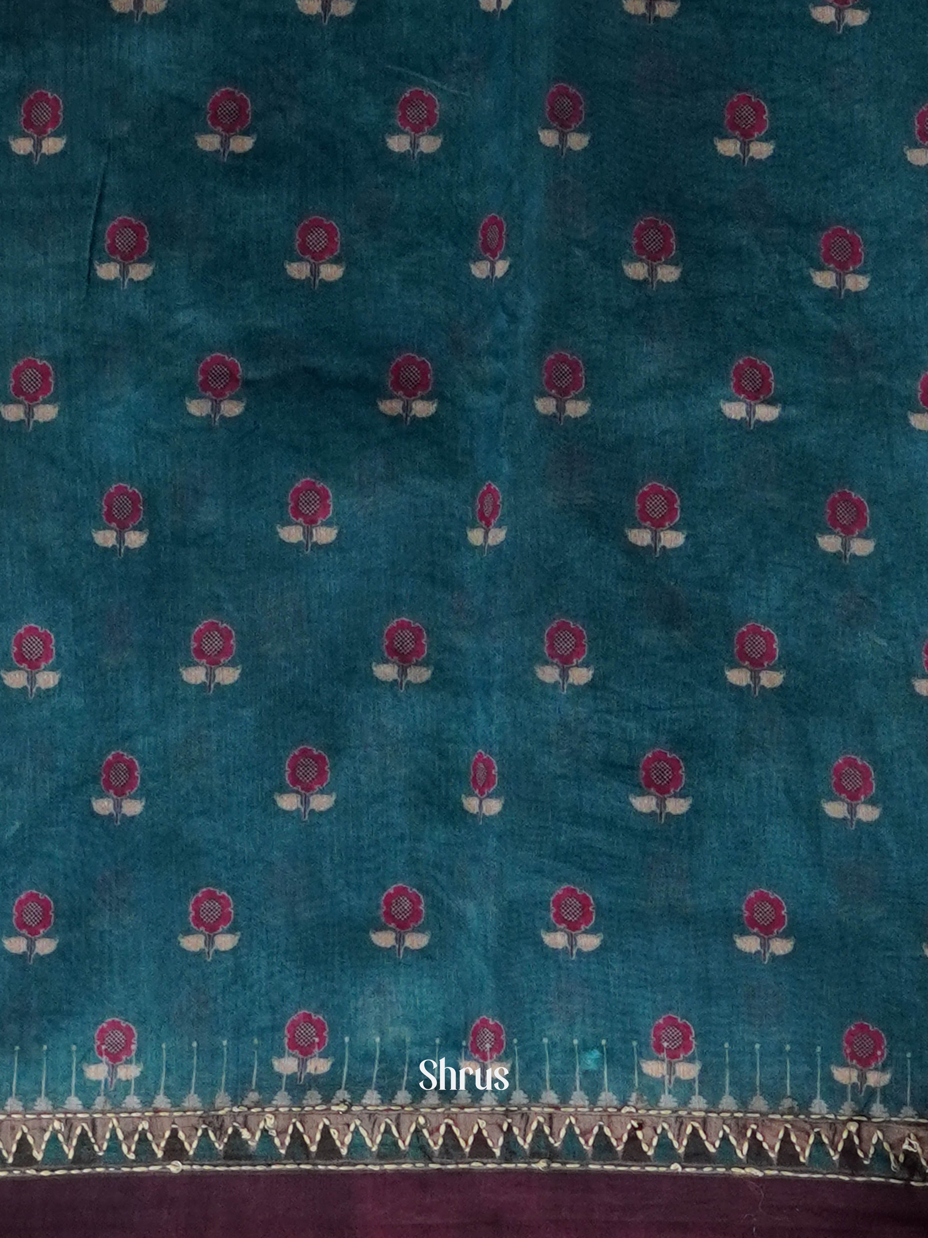 Teal Blue - Semi Kantha Saree