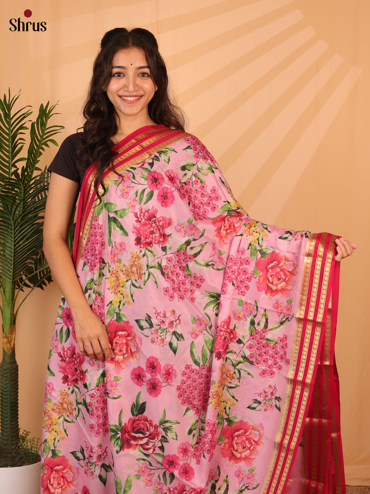 Pink - Mysore Silk Saree