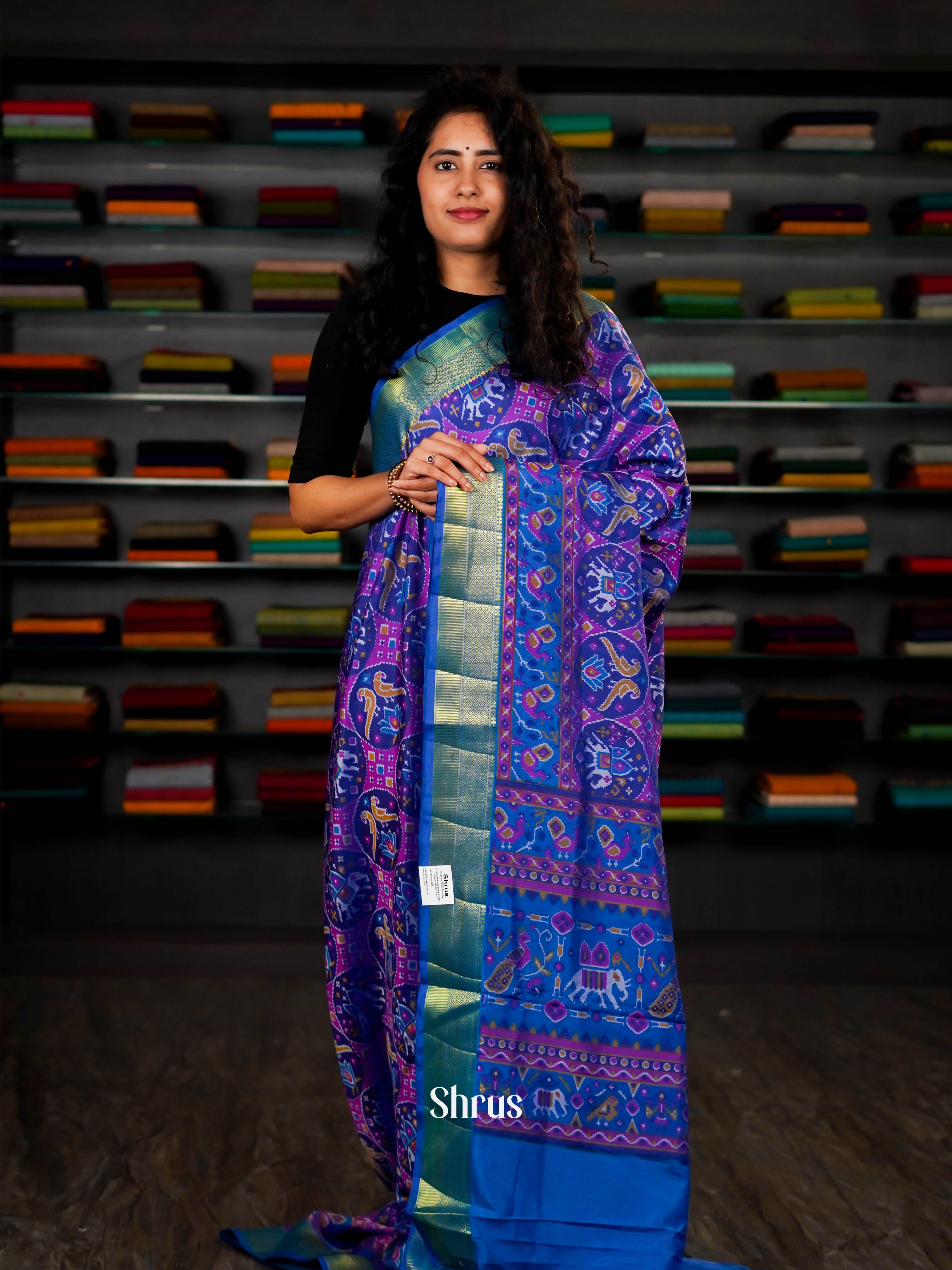 Blue & Violet - Semi Patola Saree