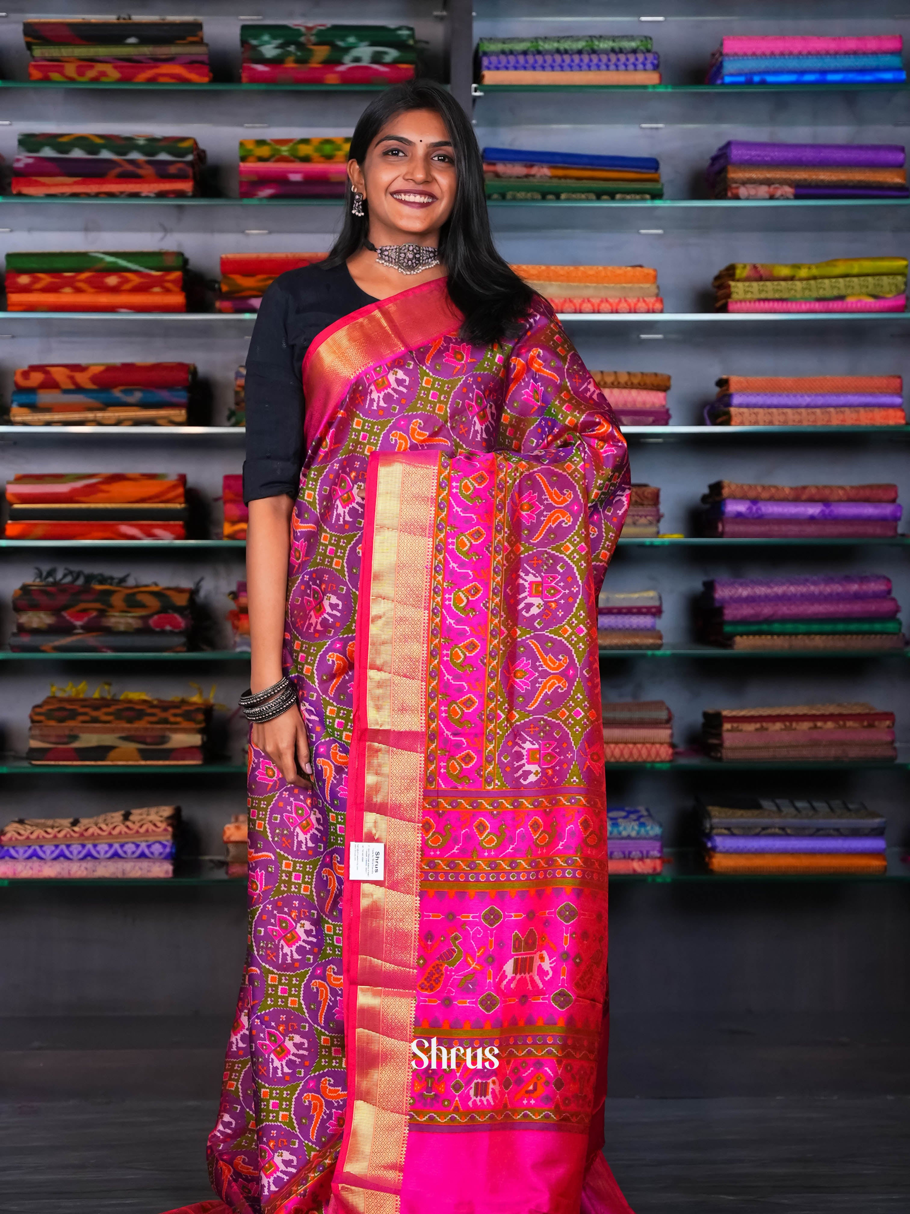Double Shaded Purple & Pink - Semi Patola Saree - Shop on ShrusEternity.com
