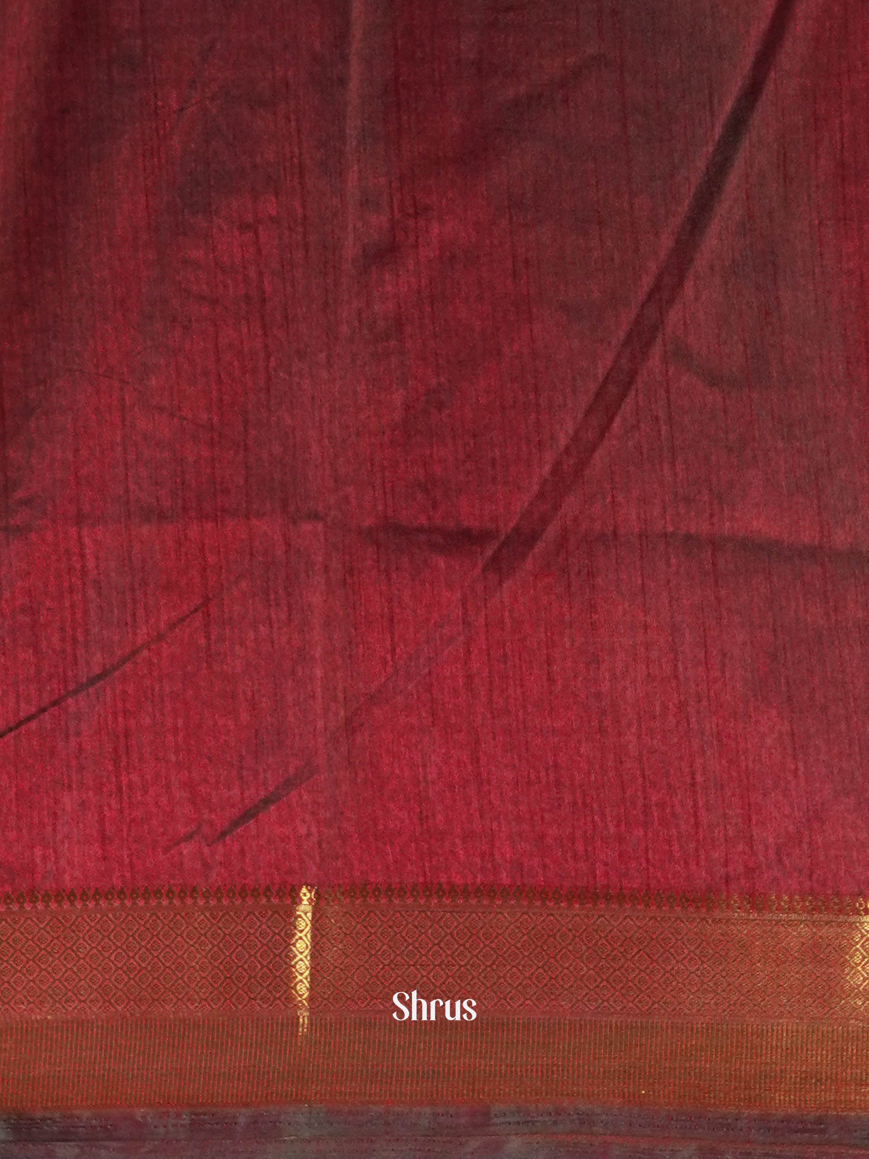 Green & Maroon  - Semi Patola Saree