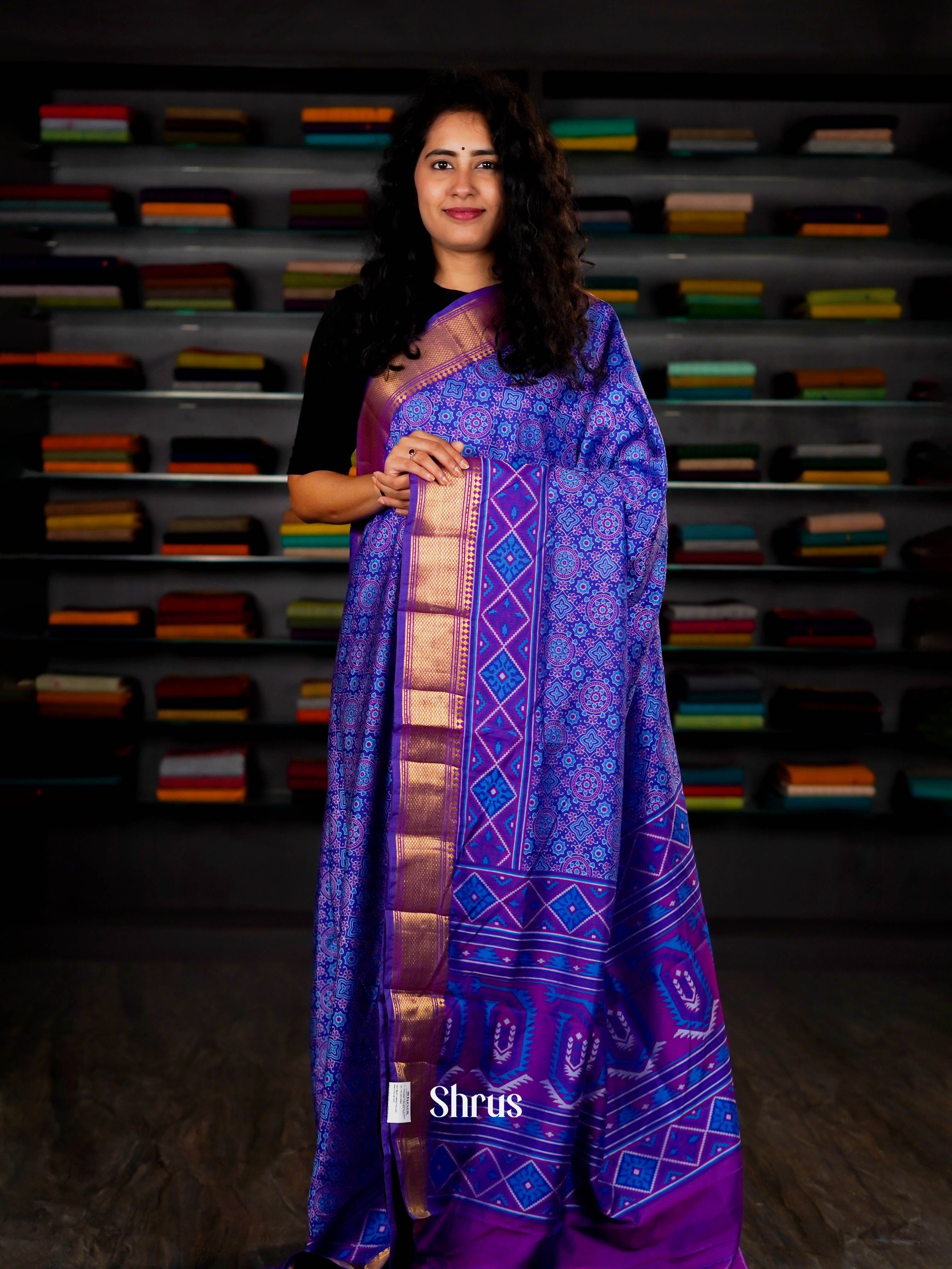 Blue & Orchid  - Semi Patola Saree