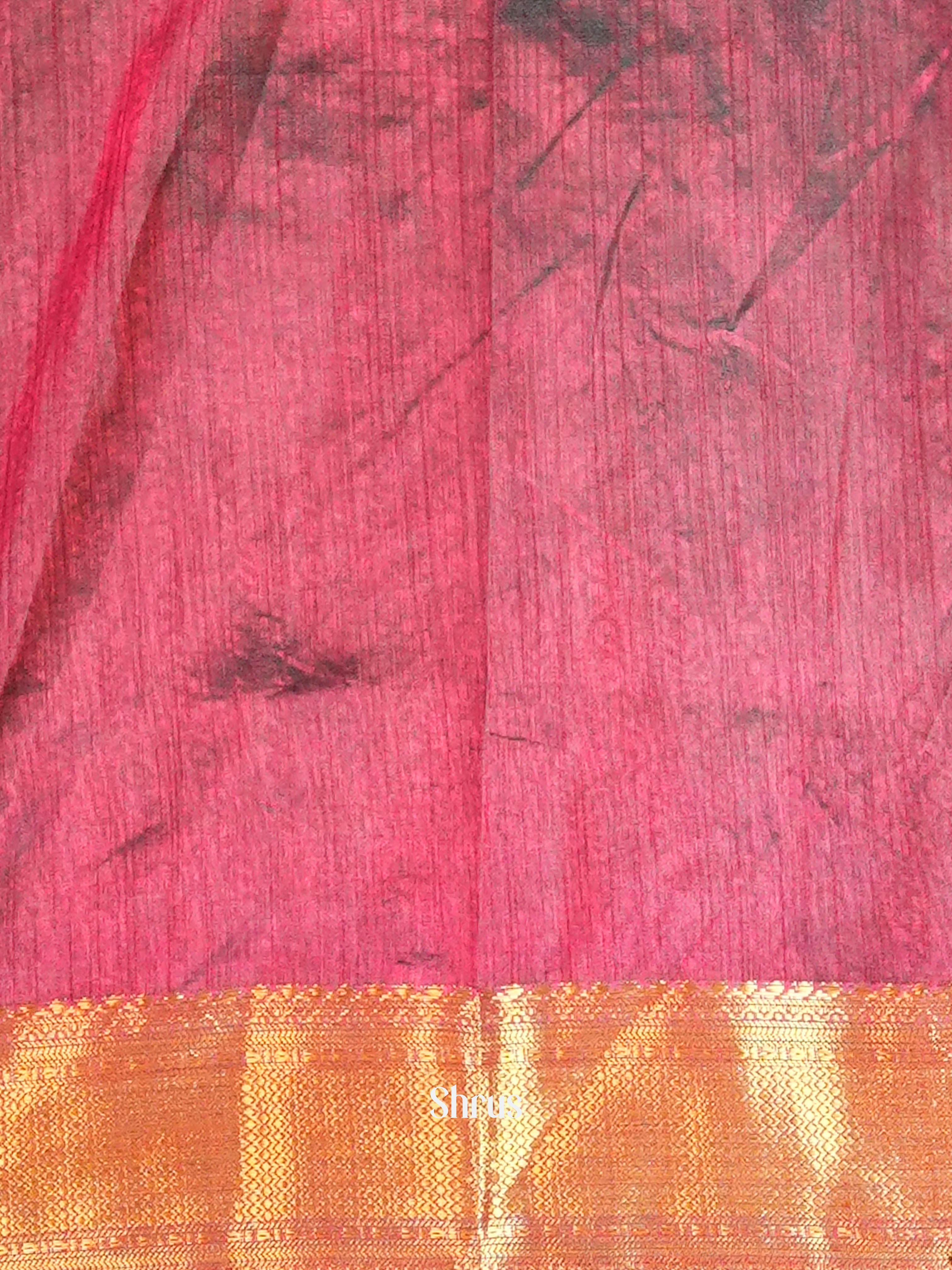 Green & Maroon - Semi Patola Saree