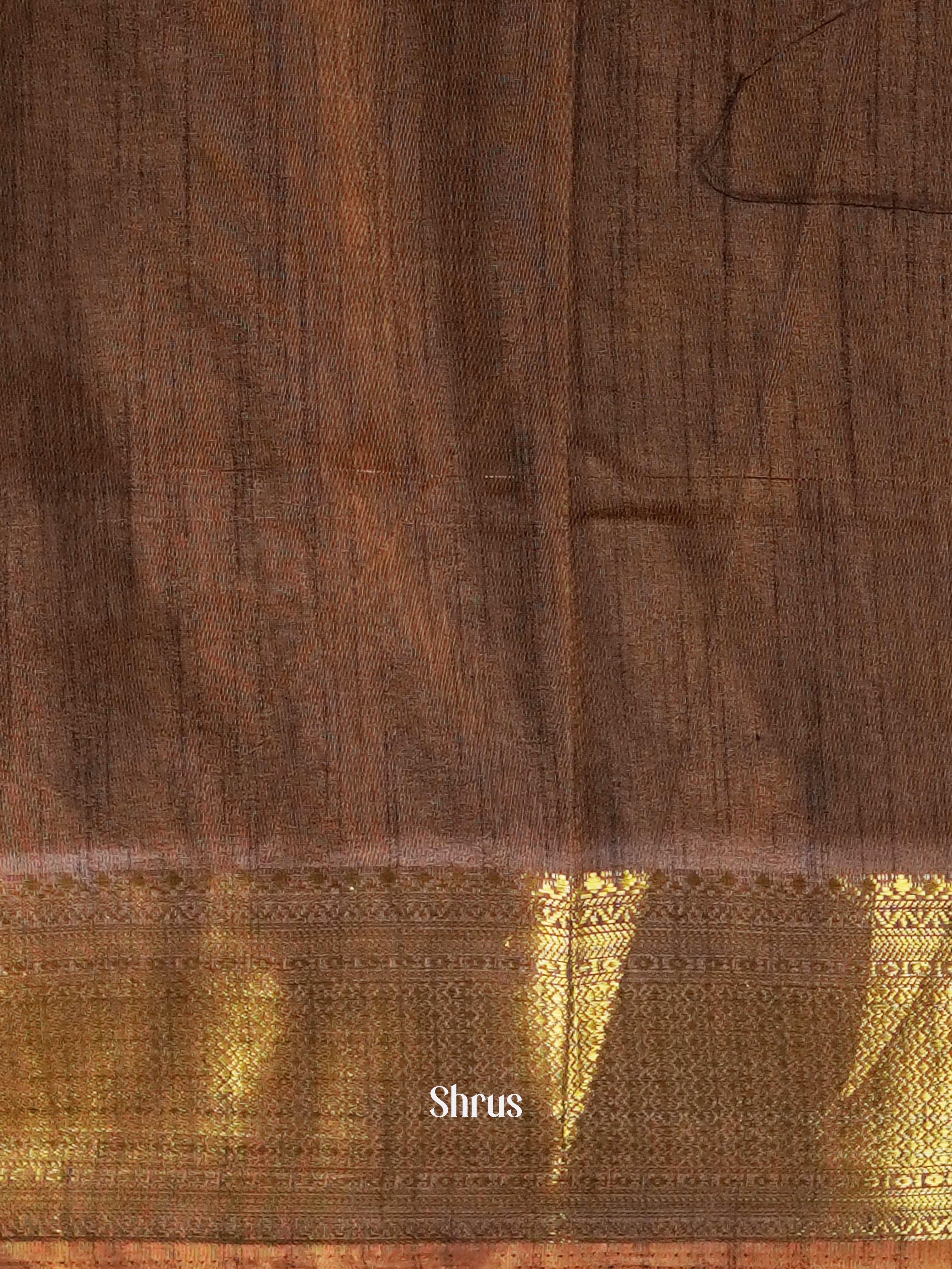 Mustard Orange & Brown  - Semi Patola Saree