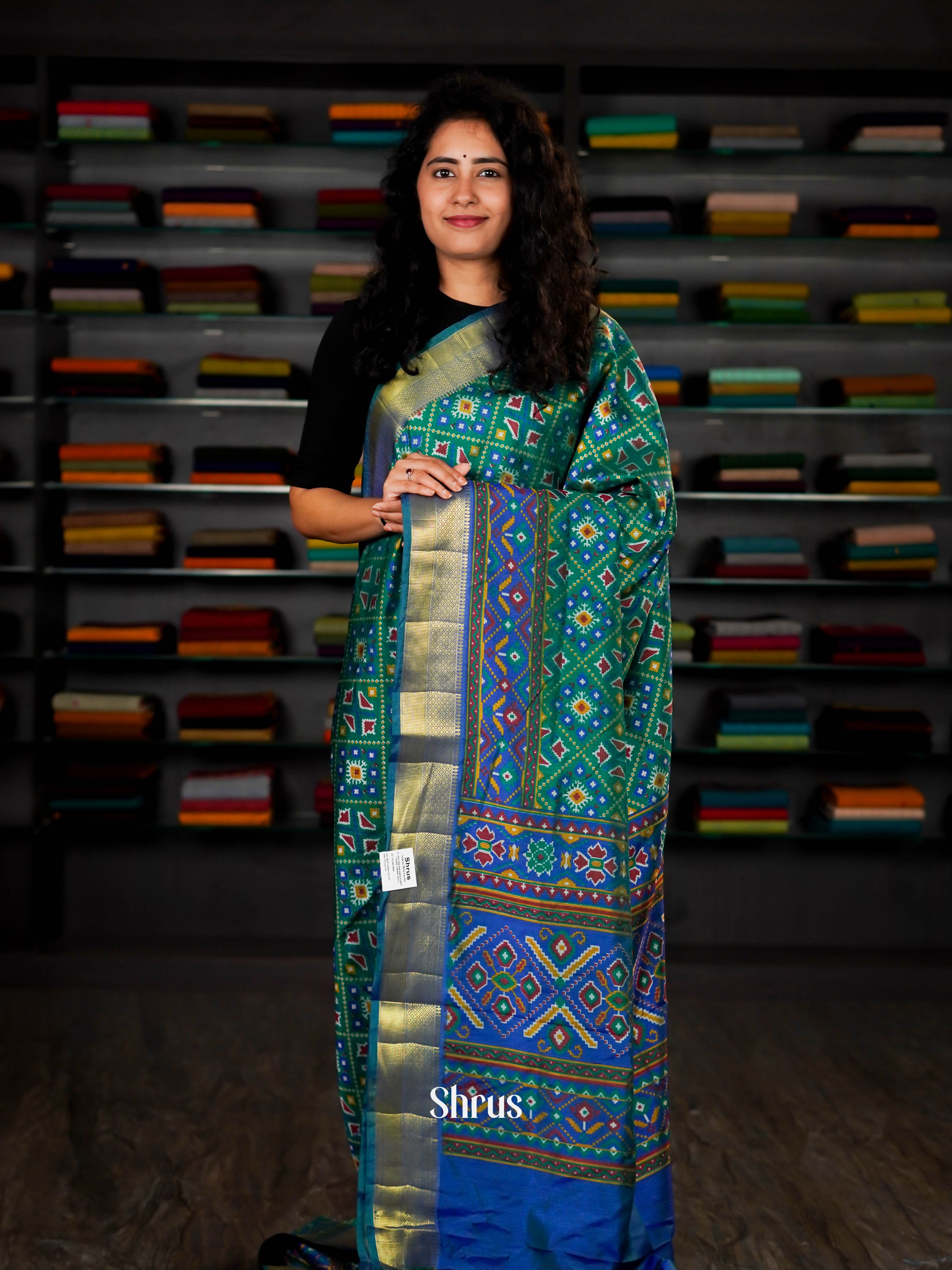 Green &  Blue - Semi Patola Saree