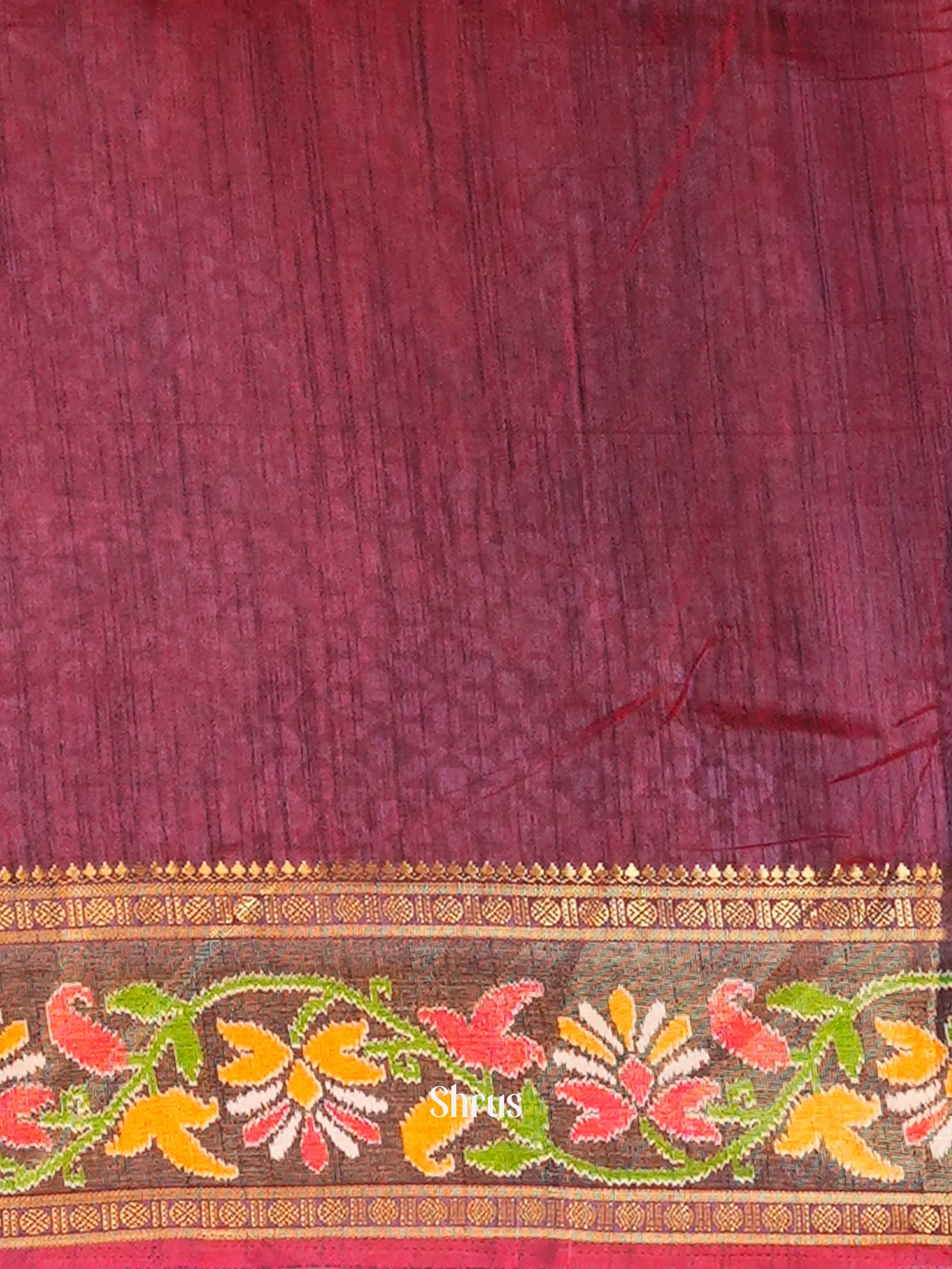 Red &  Maroon - Semi Patola Saree