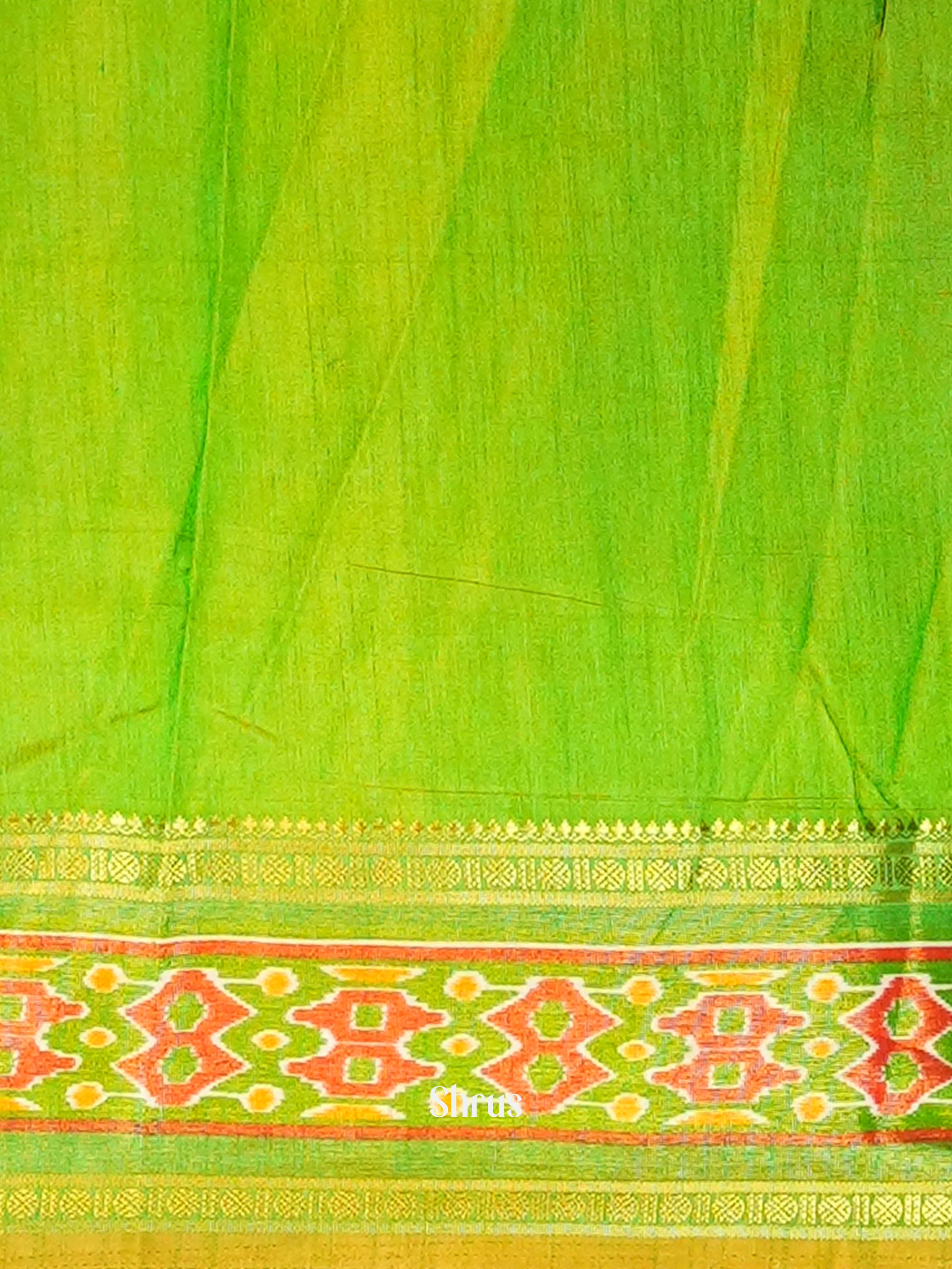 Orange & Green - Semi Patola Saree