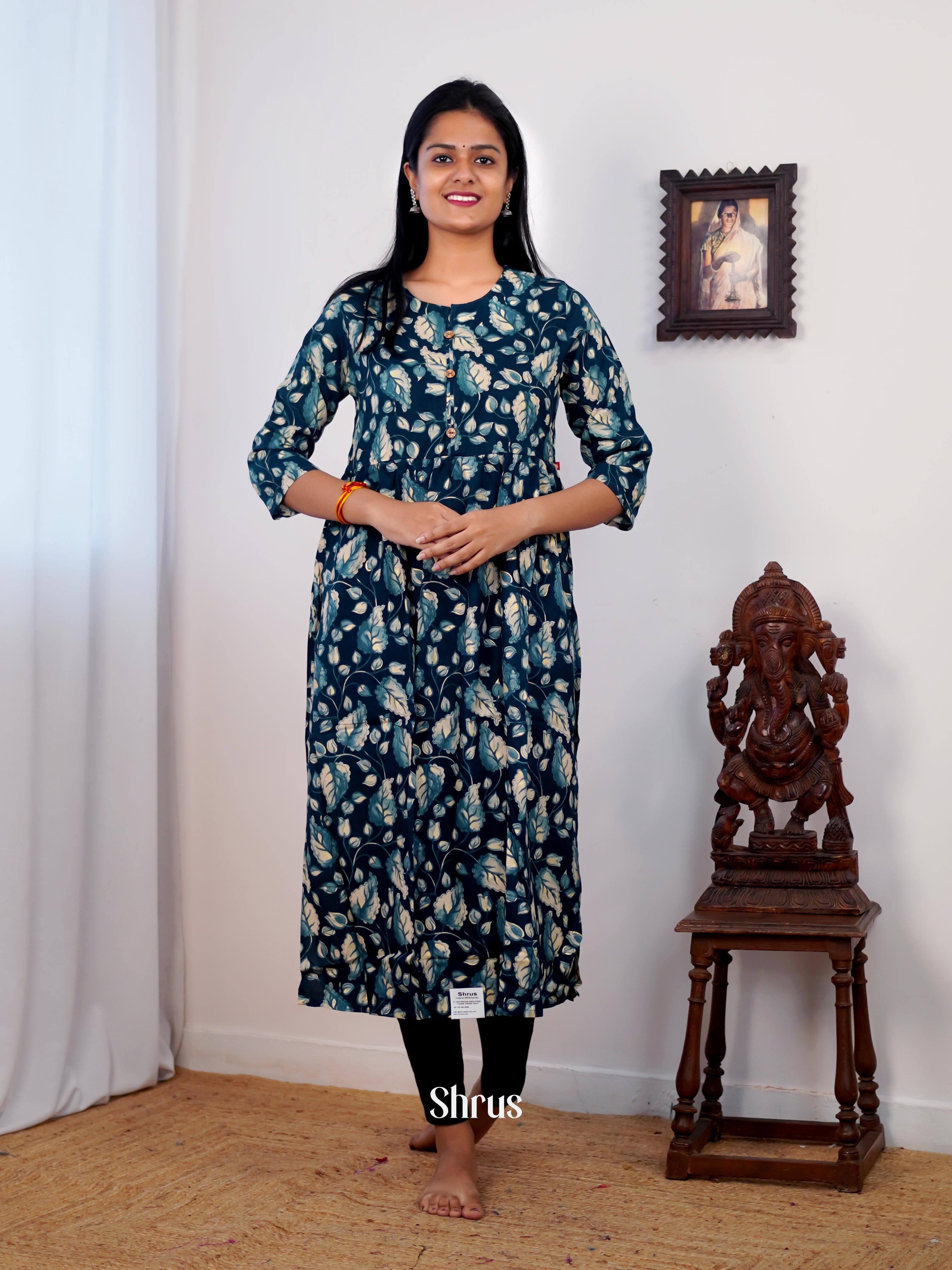 Blue - Casual printed Readymade Kurti