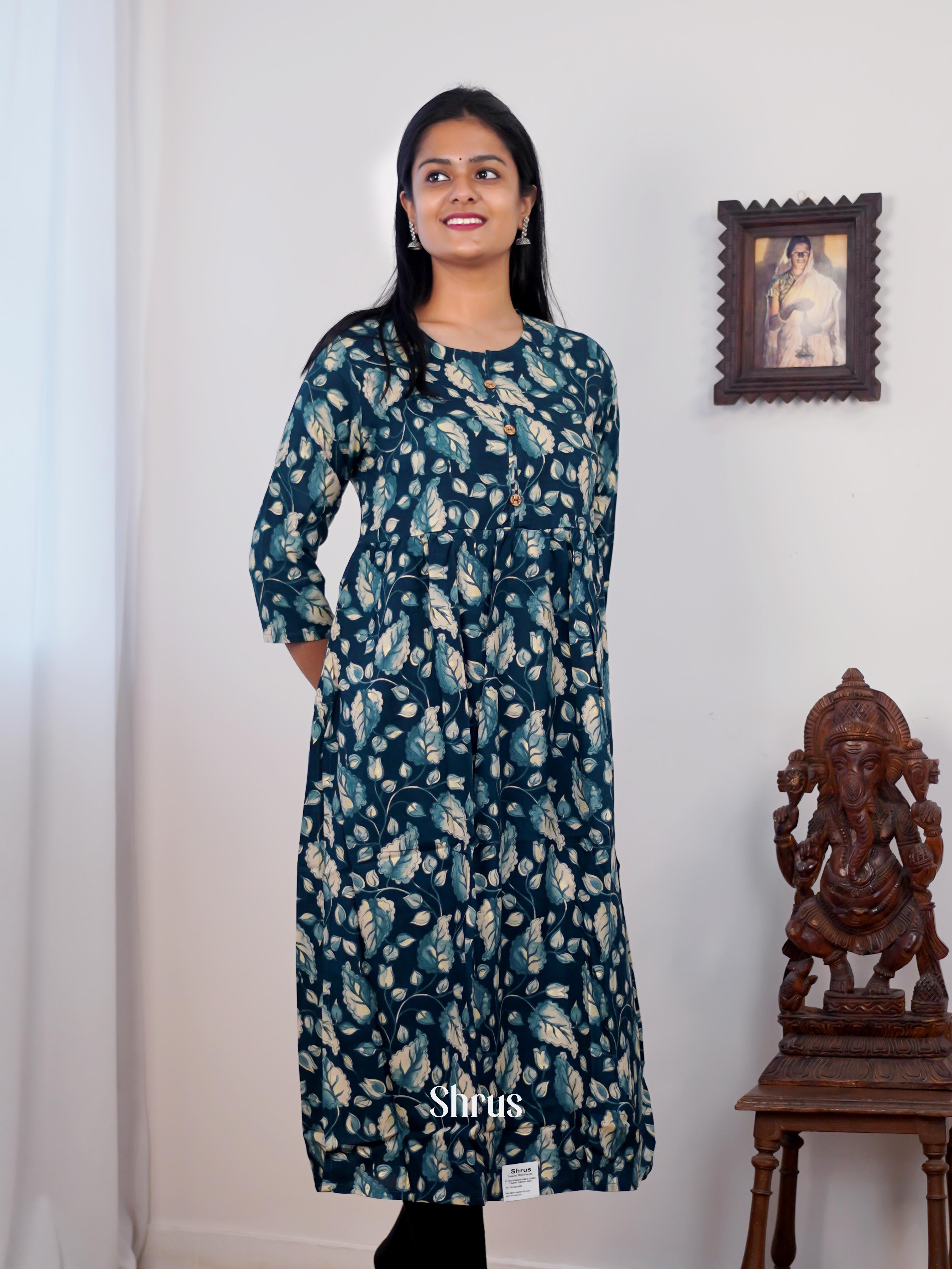 Blue - Casual printed Readymade Kurti