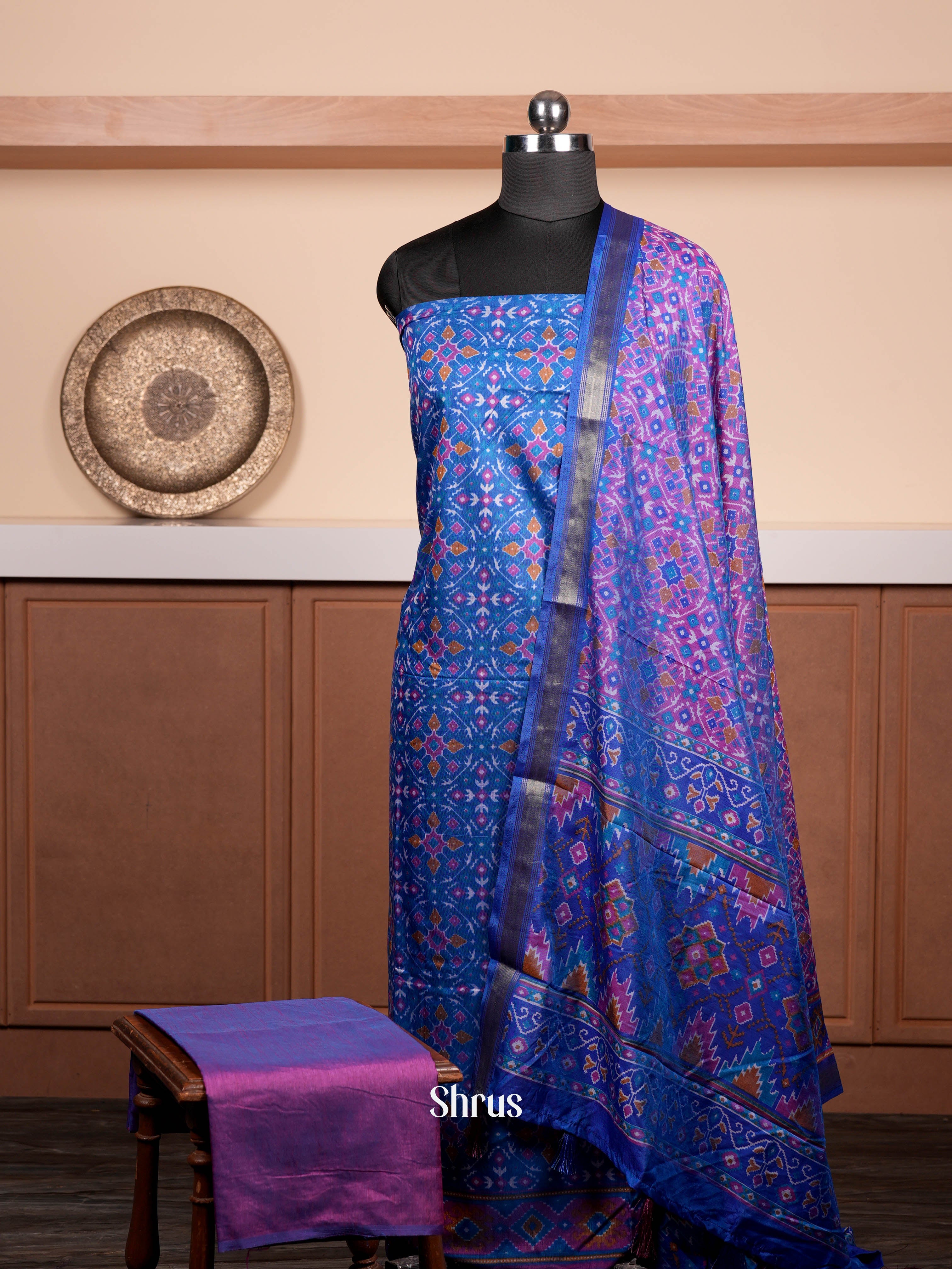 Blue & Purple- semi patola salwar