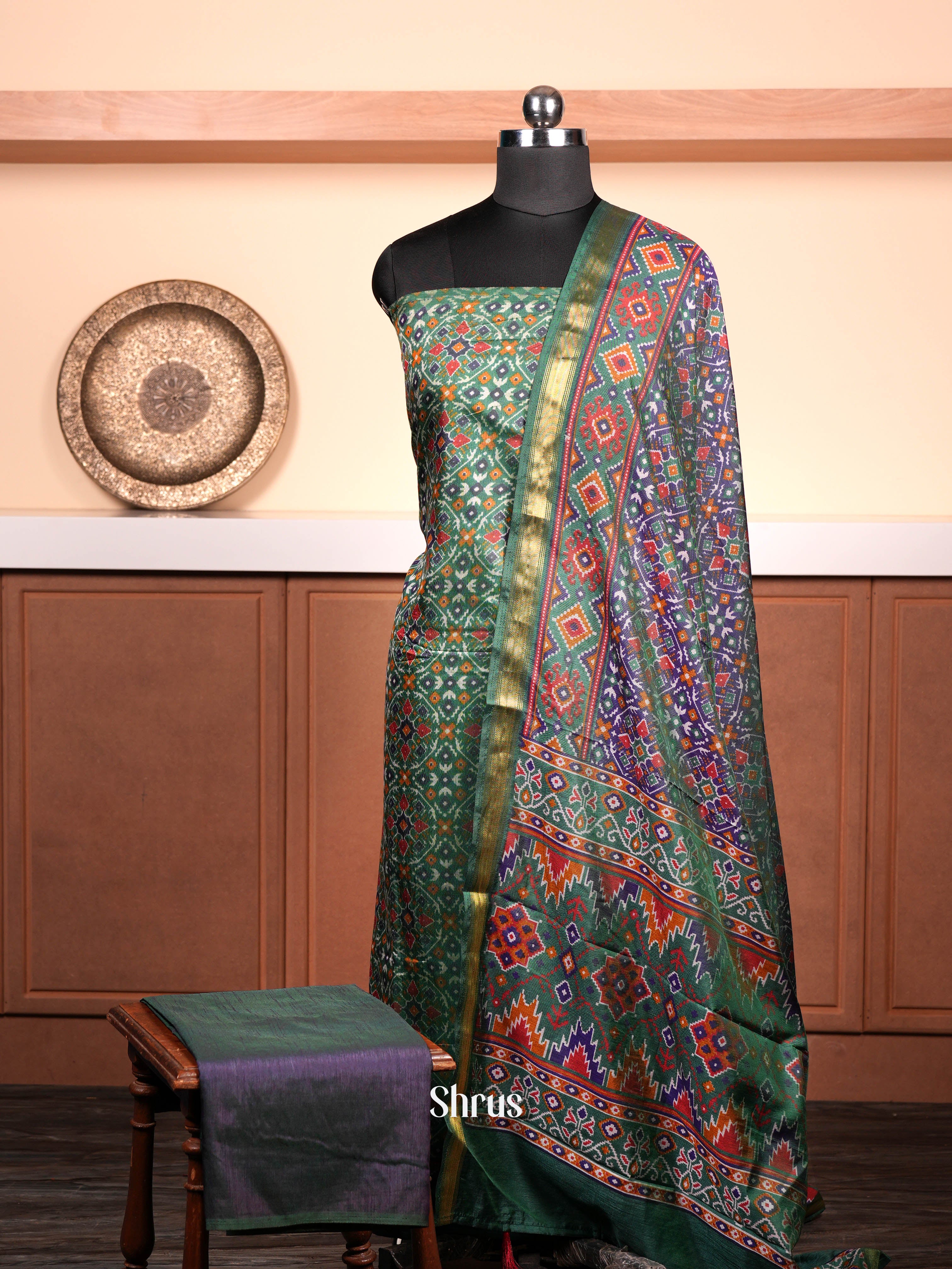 Green & Purple- semi patola salwar