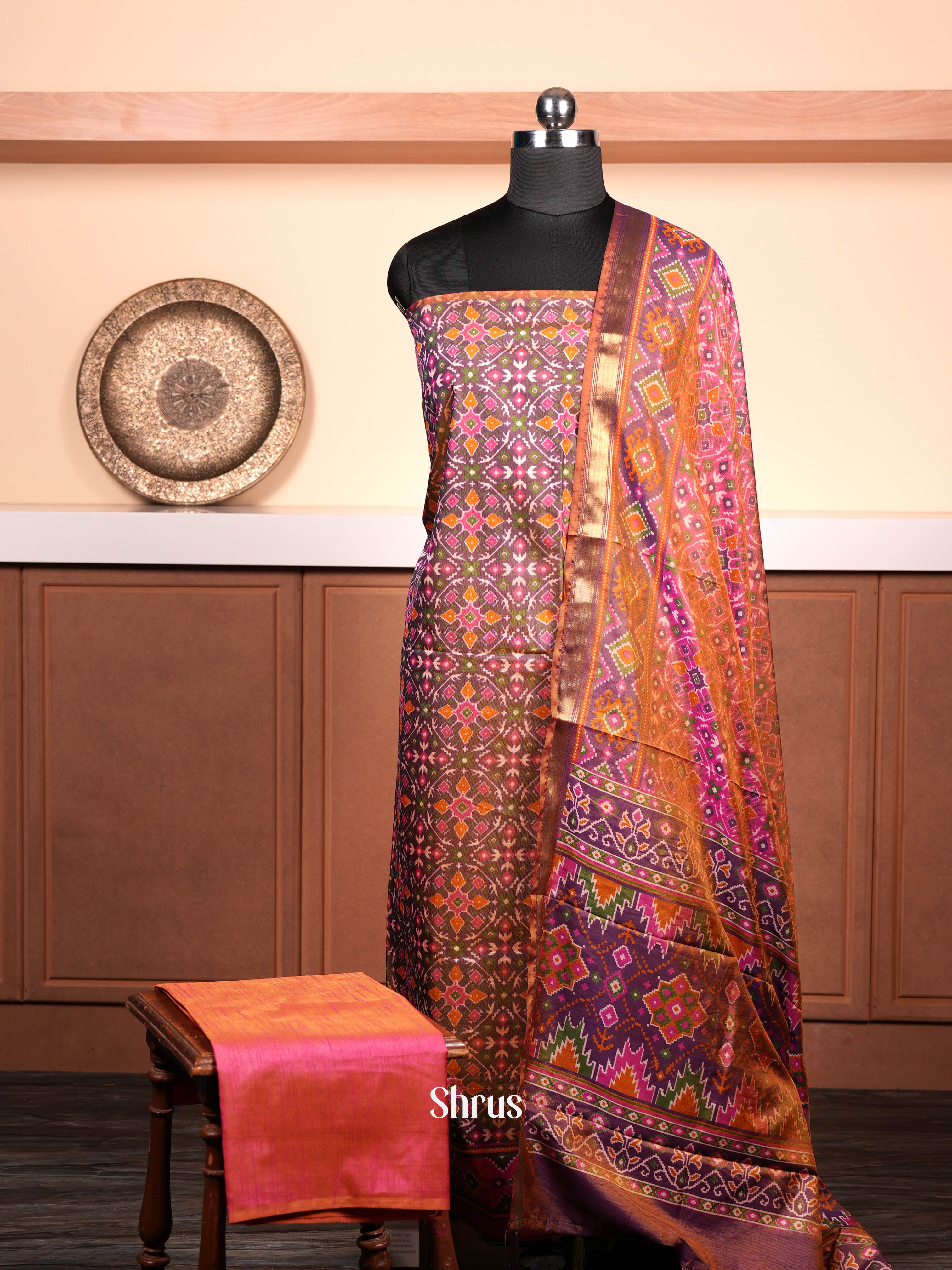 Double Shaded Purple & Pink - semi patola salwar