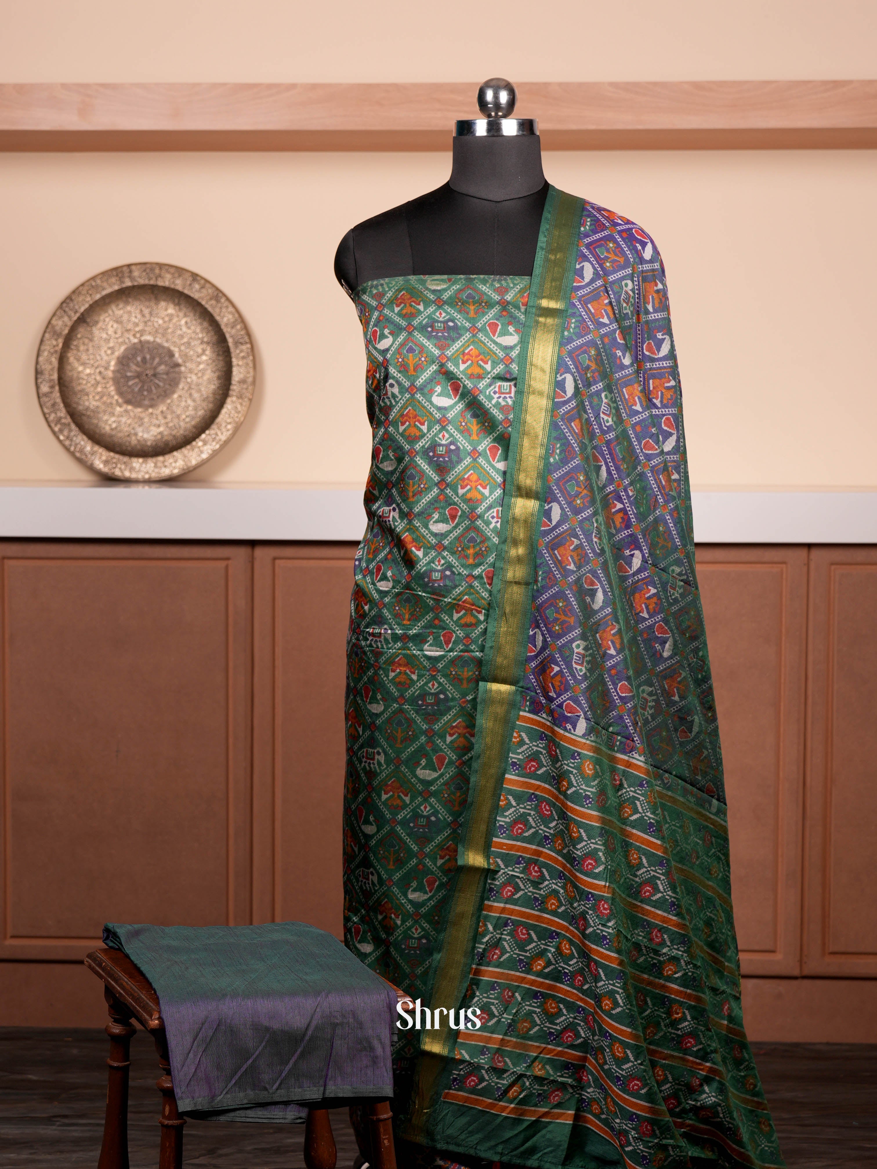 Green- semi patola salwar