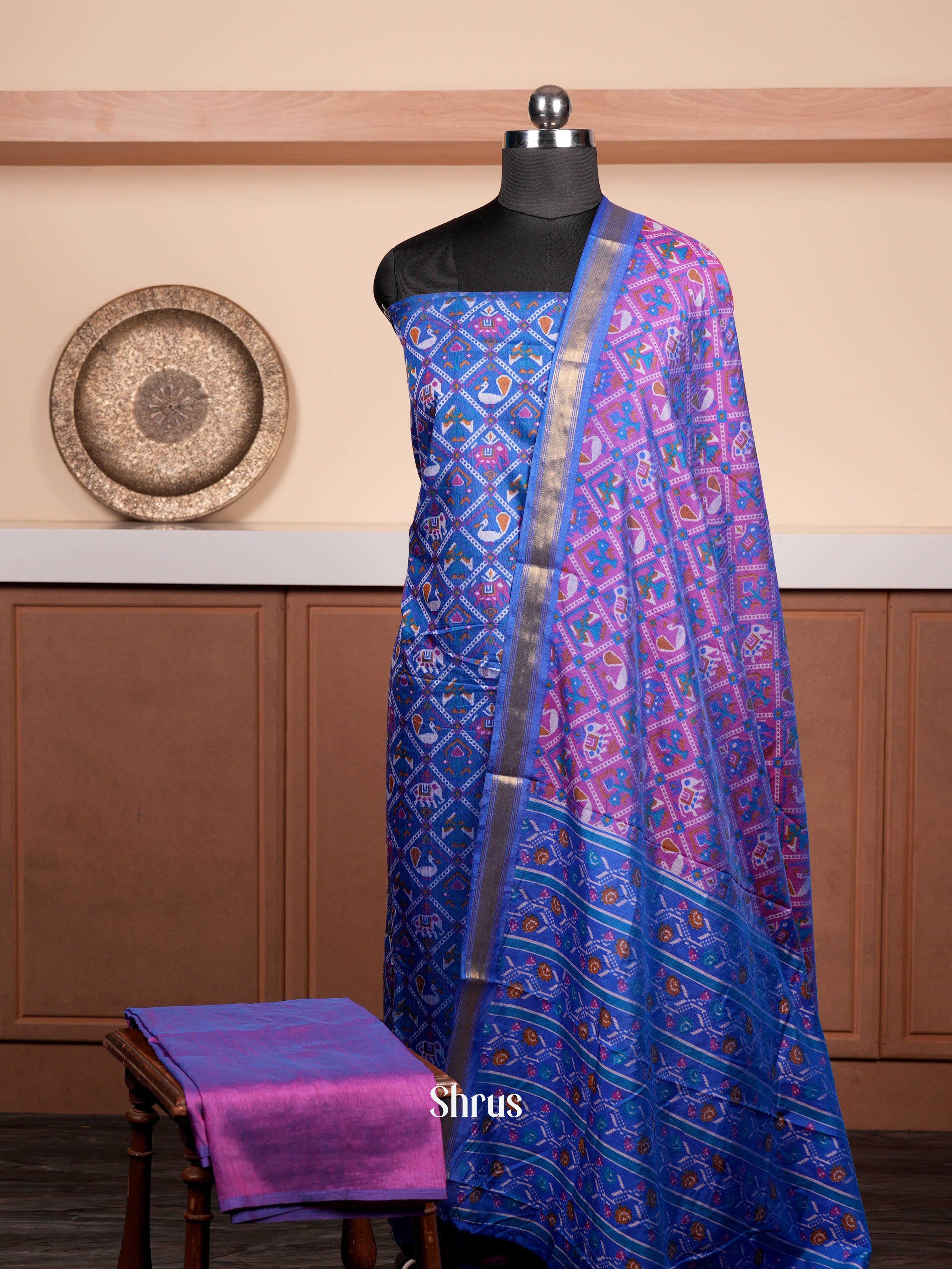 Blue & Purple - semi patola salwar