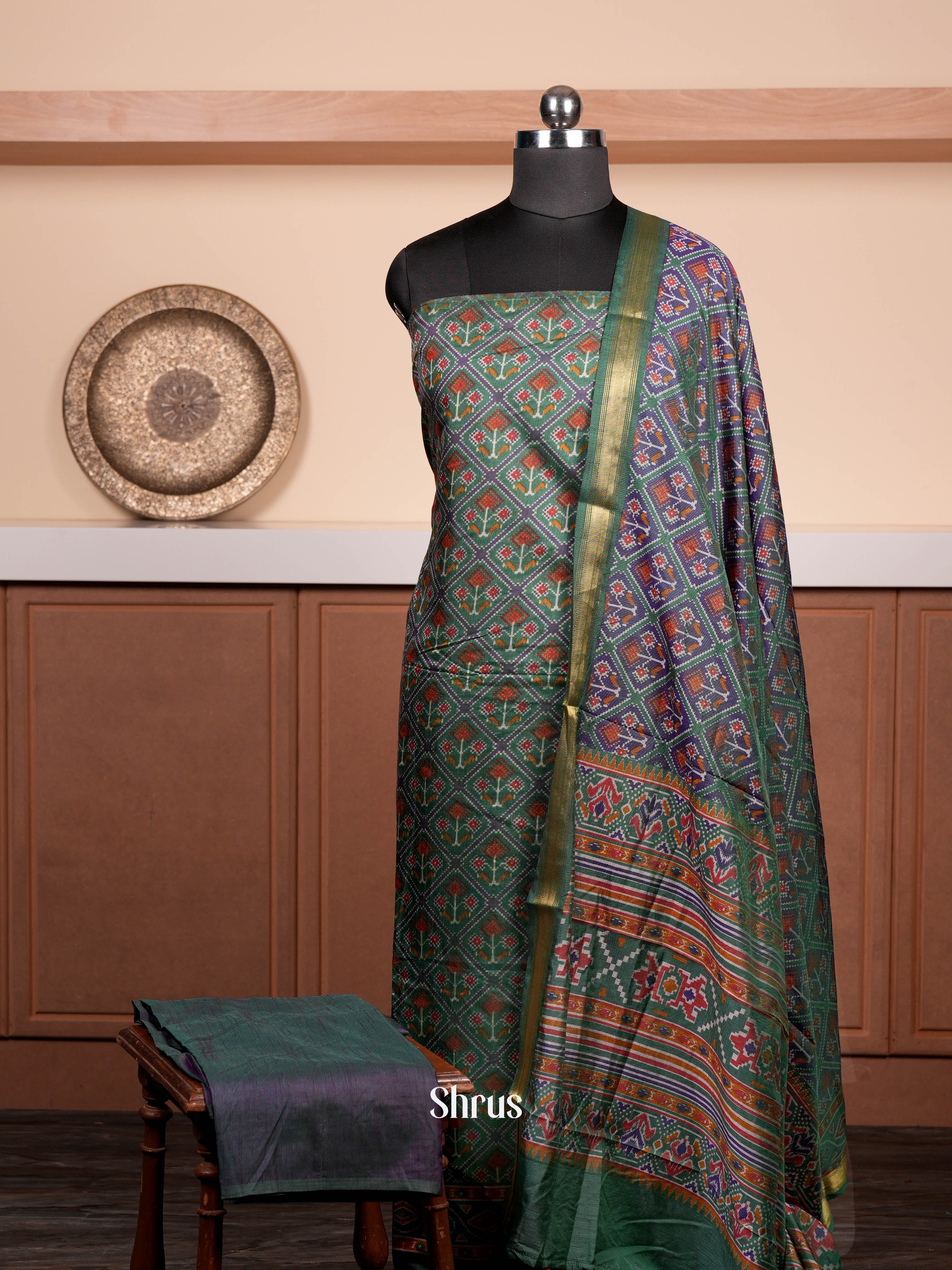 Green - semi patola salwar