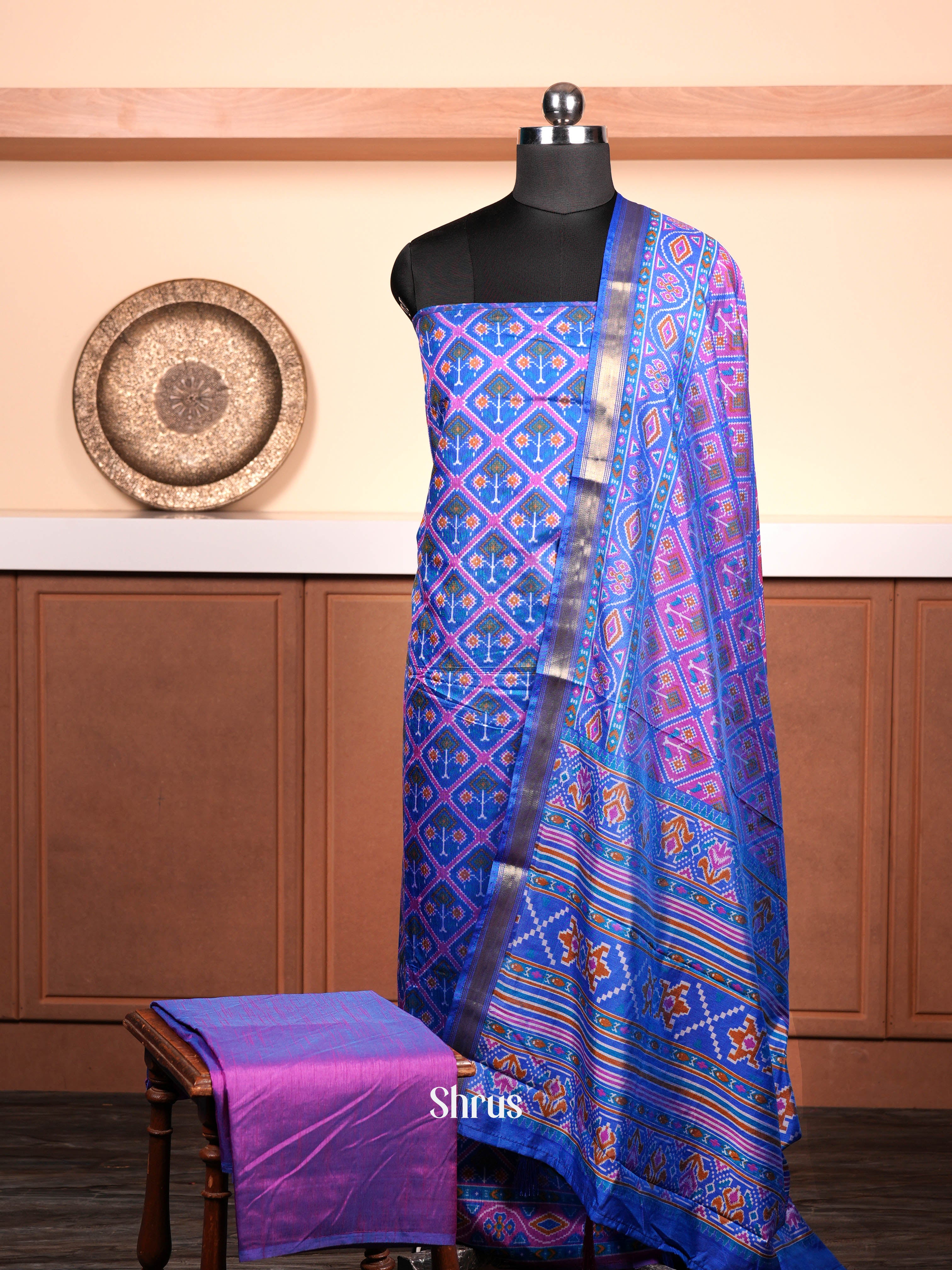 Blue & Violet - semi patola salwar