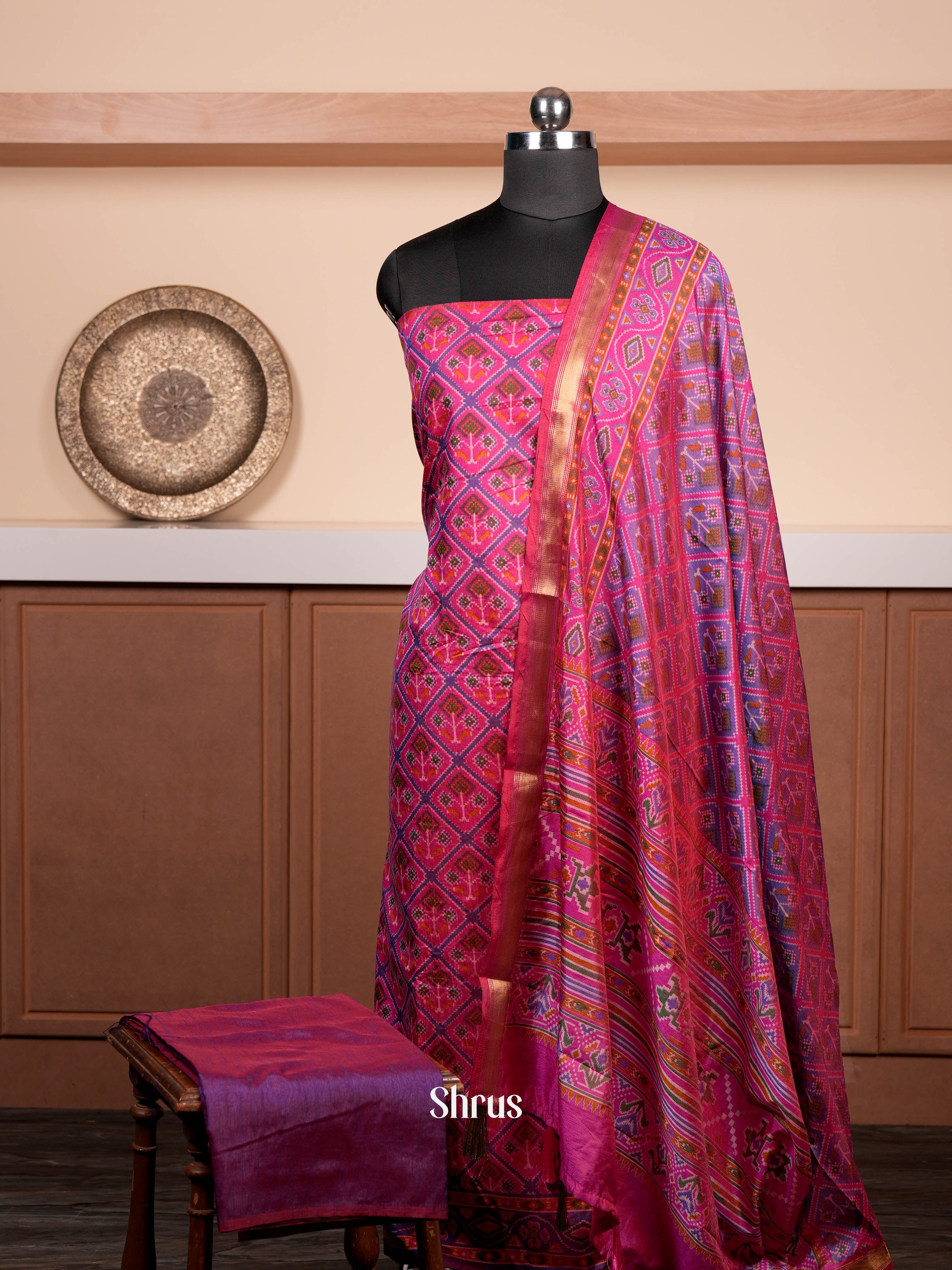 Pink - semi patola salwar