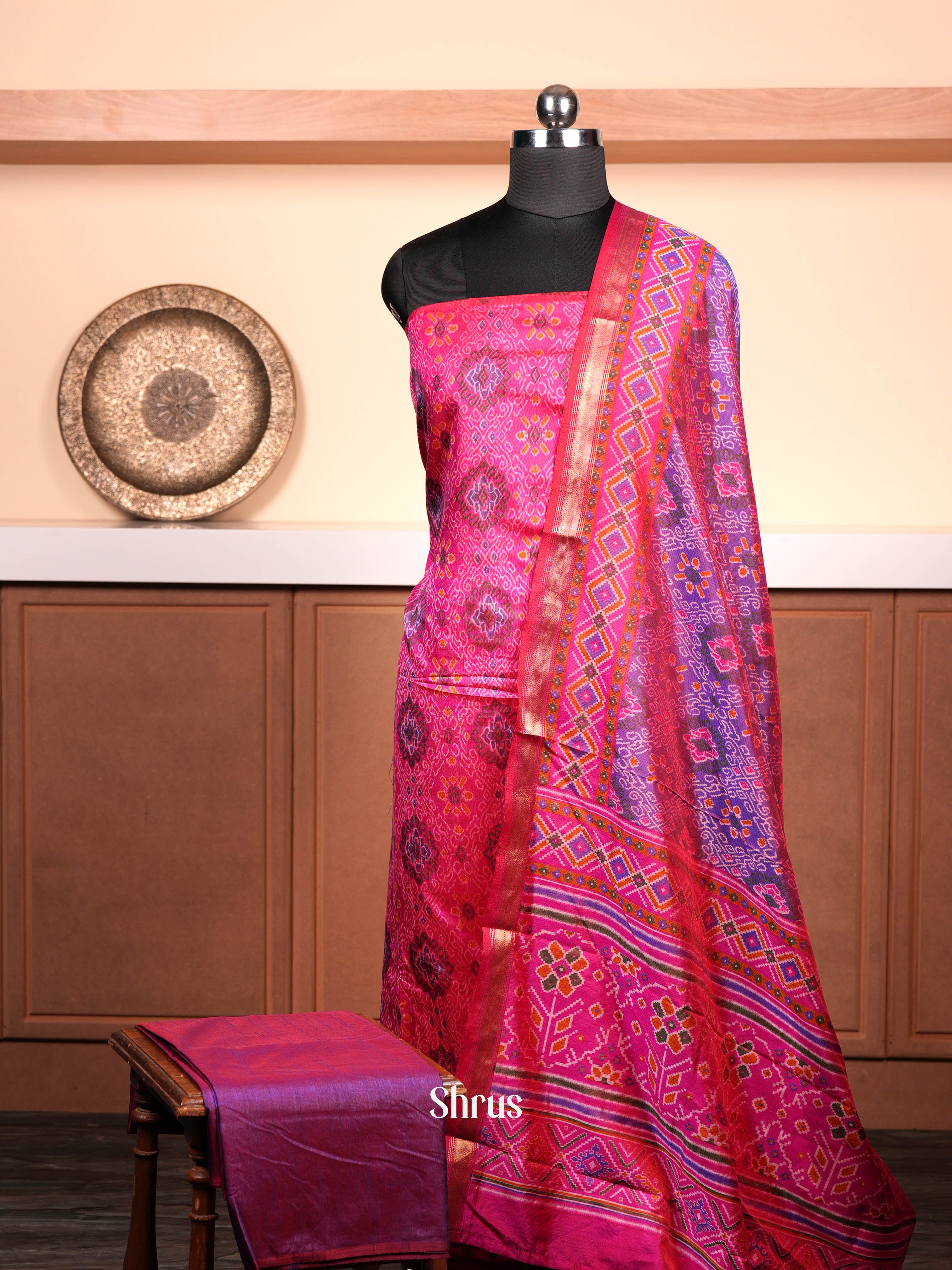 Pink & Purple  - semi patola salwar