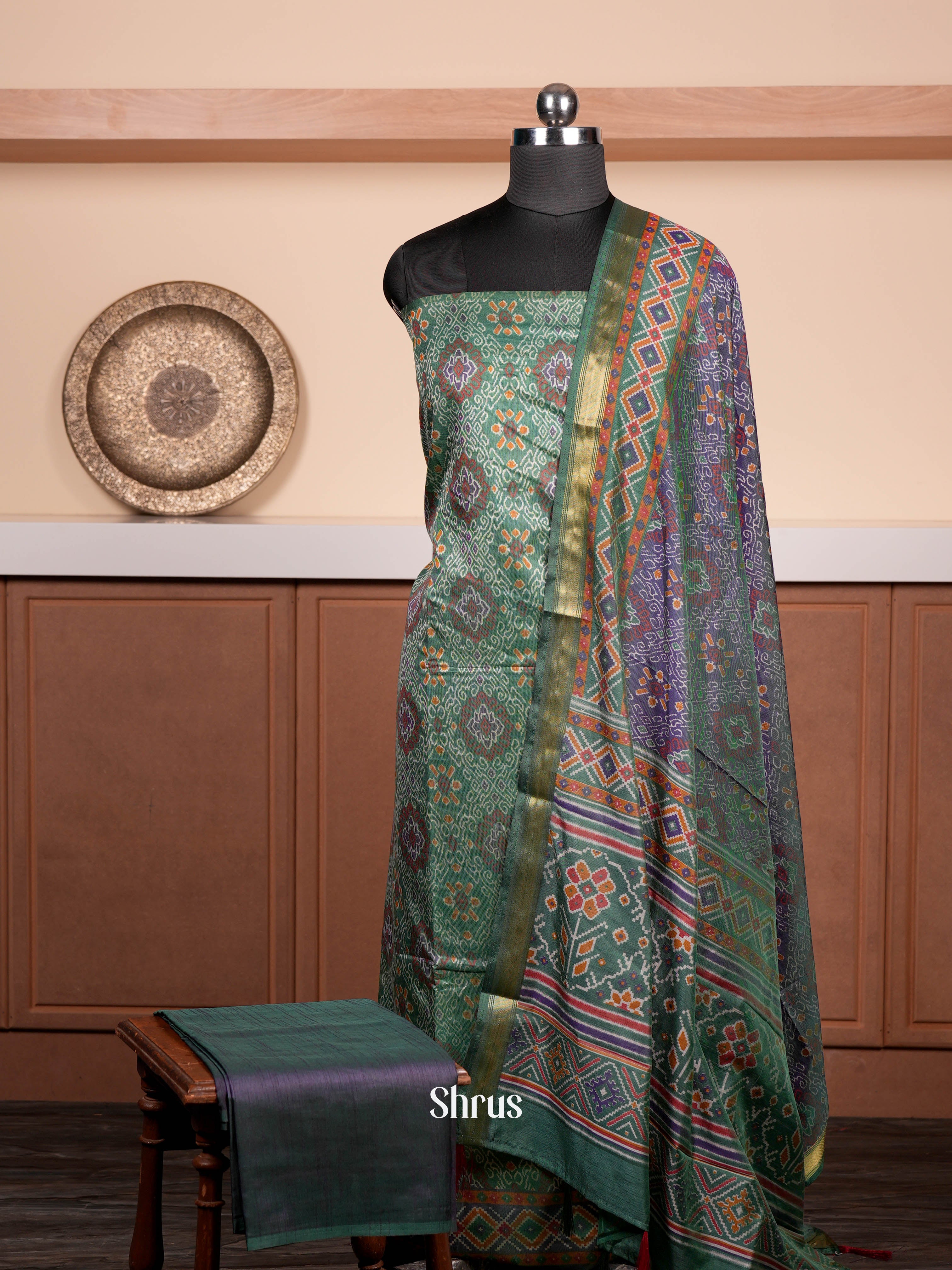 Green & Purple - semi patola salwar