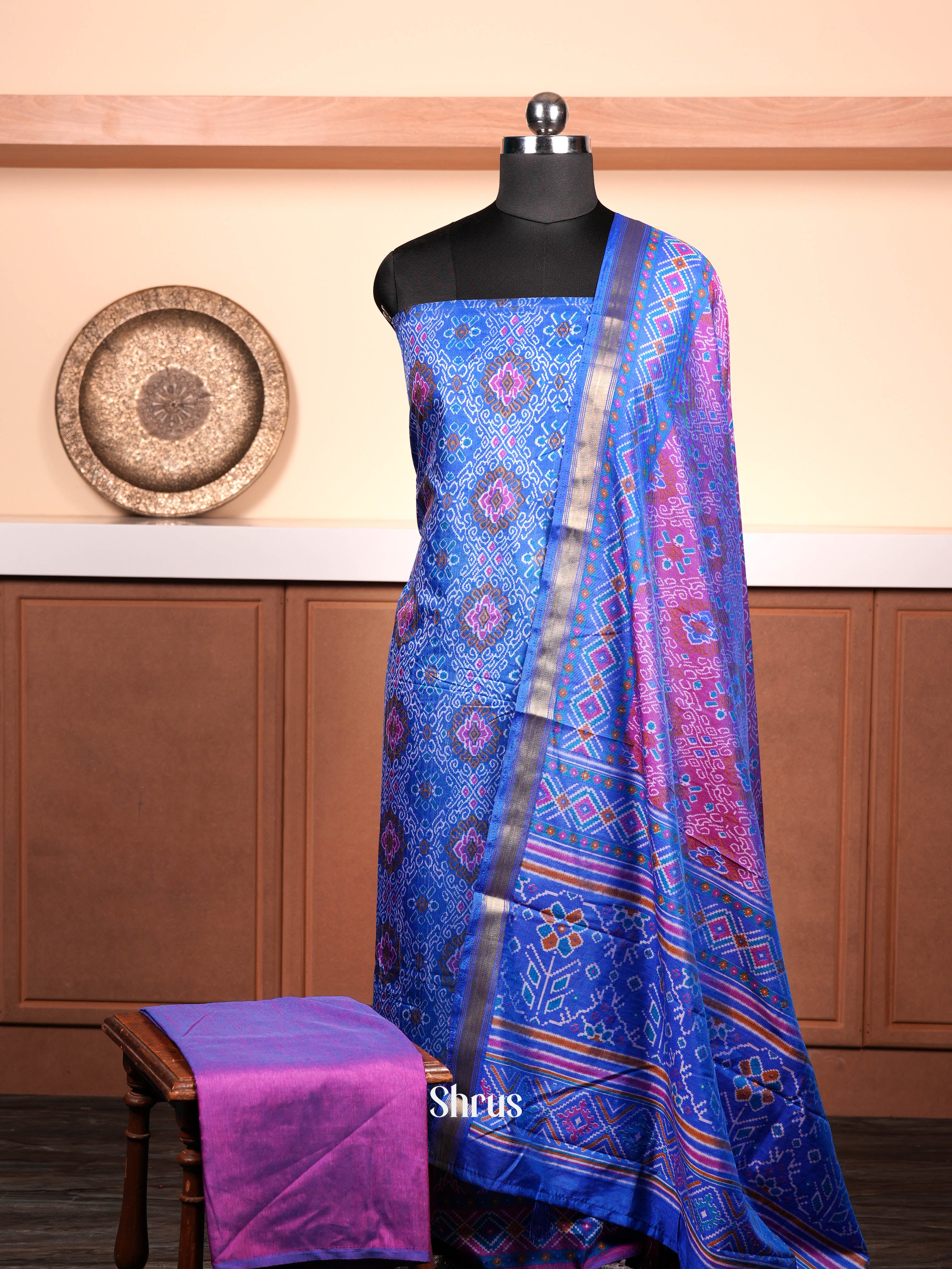 Blue & Violet  - semi patola salwar