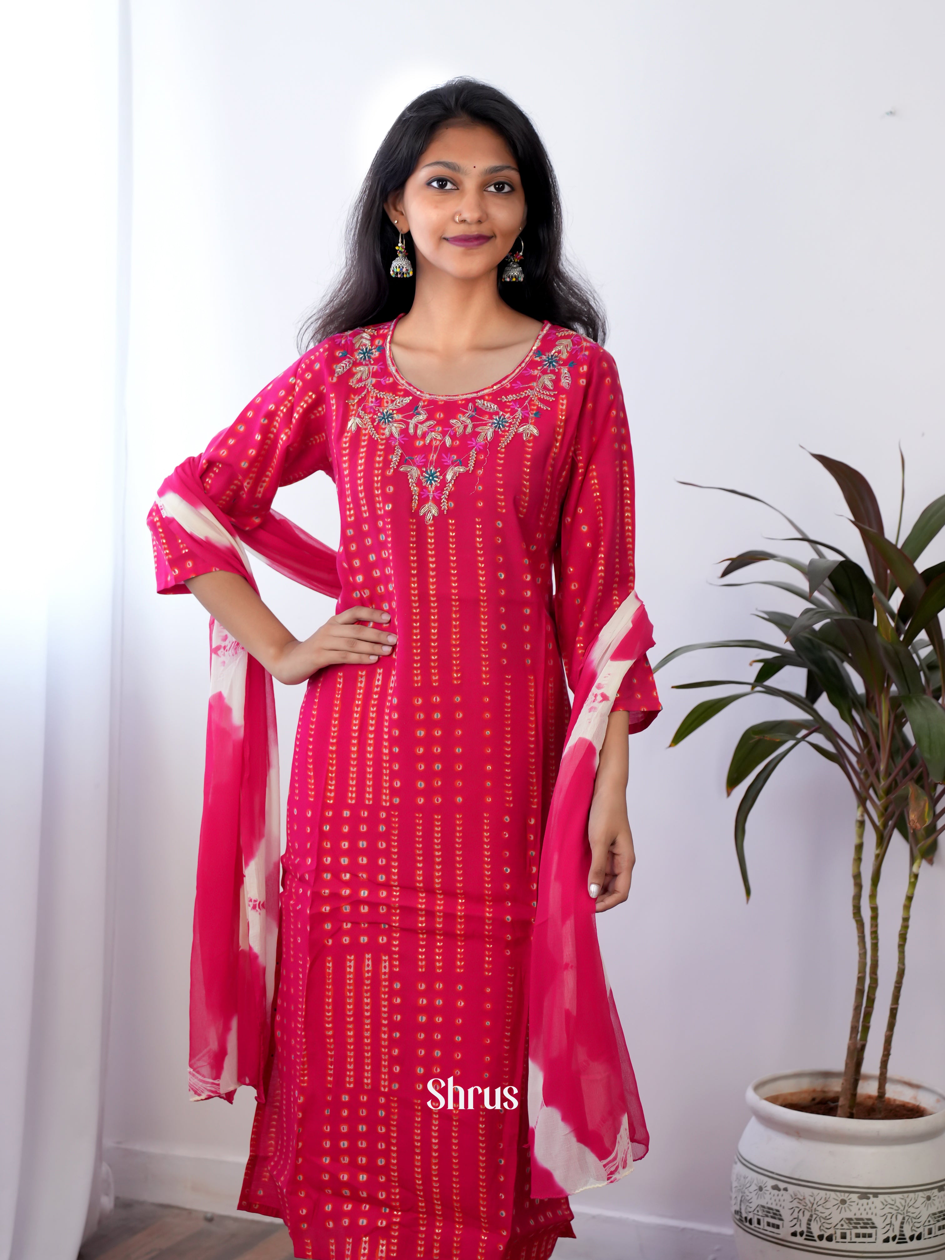 Red -3pc embroidery Readymade Suits