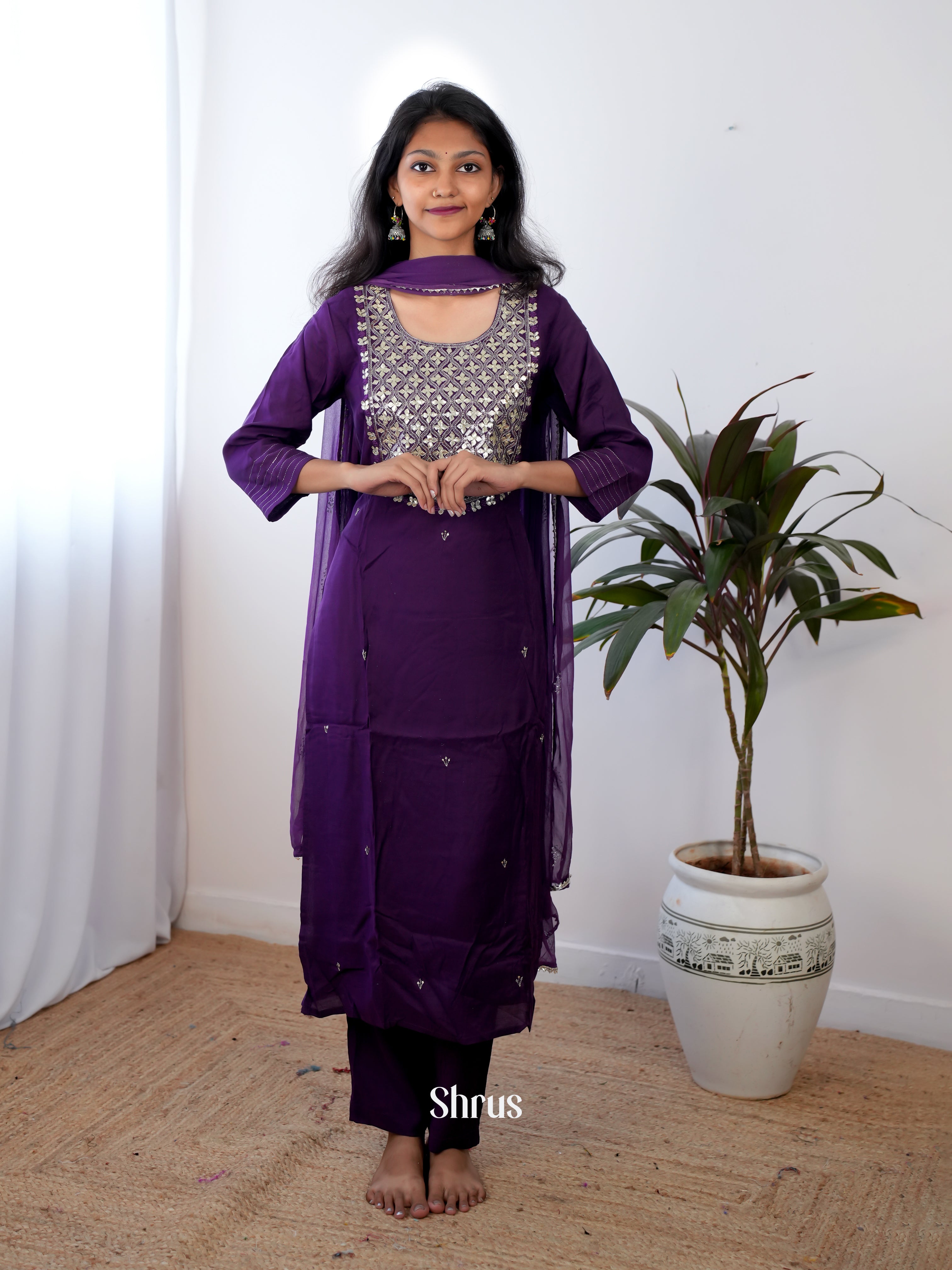 Violet -3pc sequin embroidery  Readymade Suits