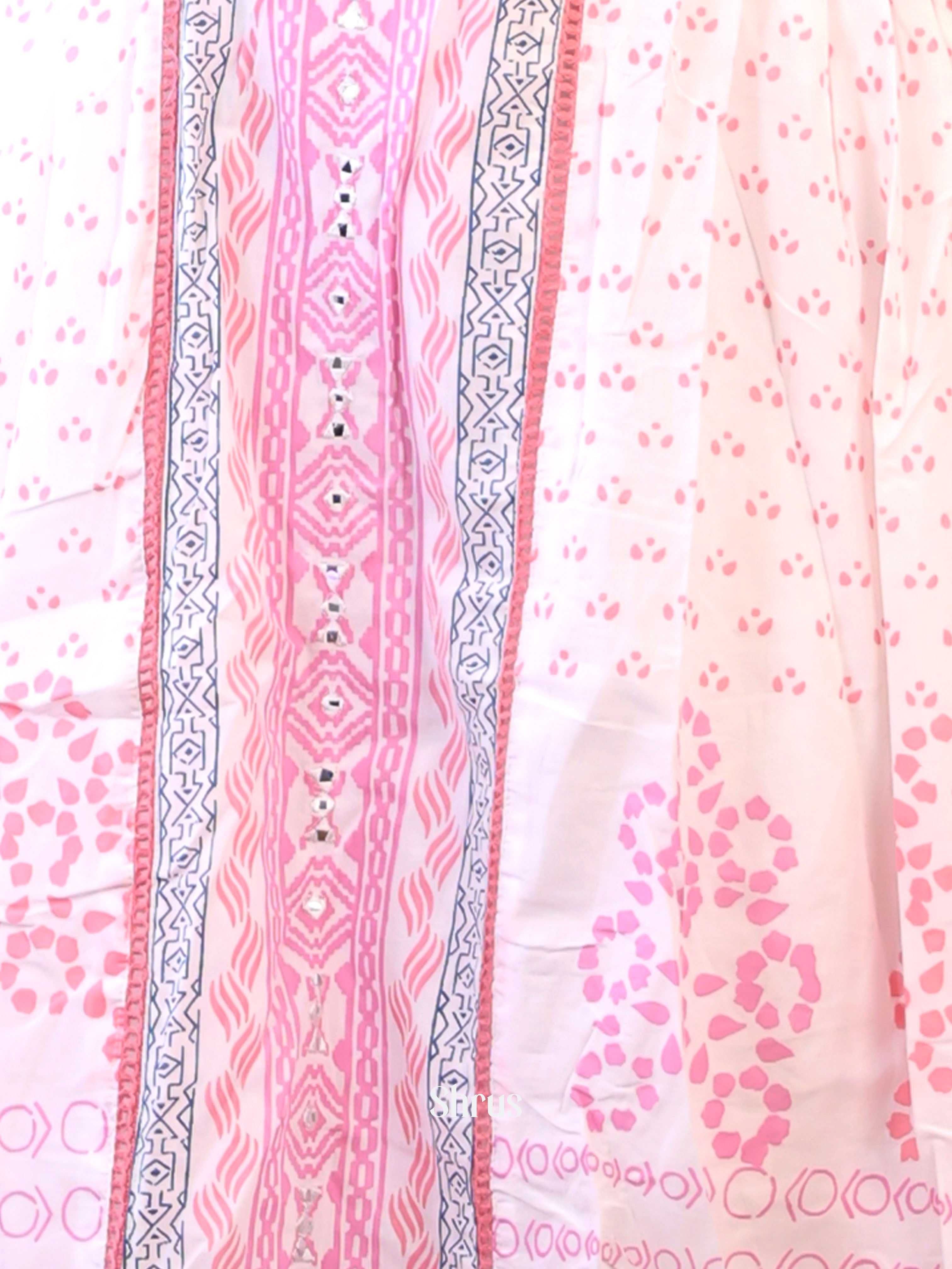 White & Pink- 3pc printed Readymade Suits