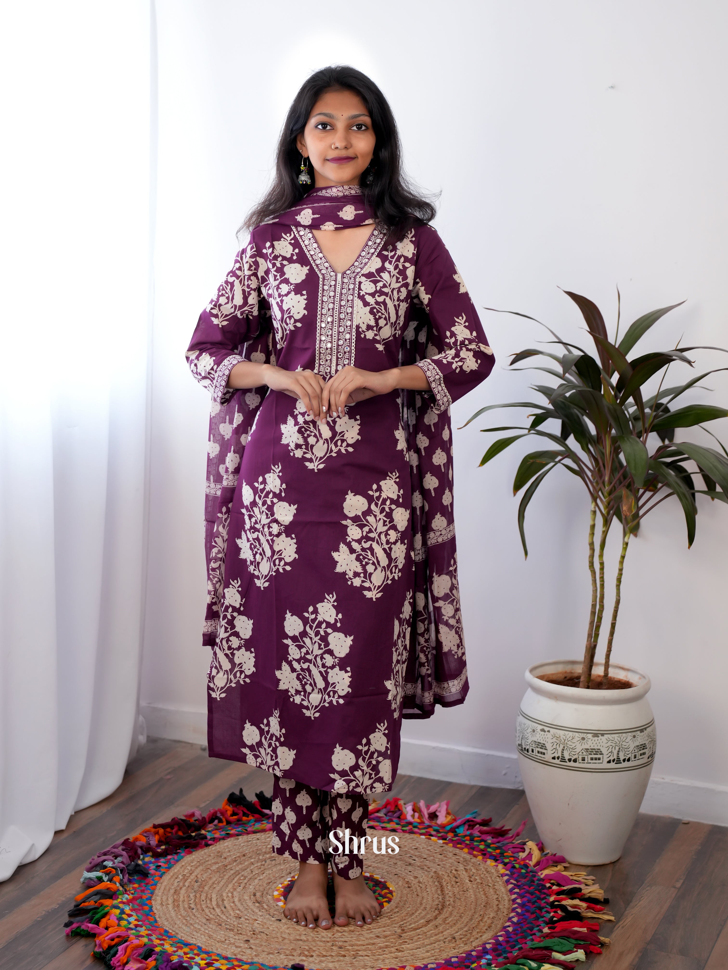 Purple - 3pc Readymade Suits