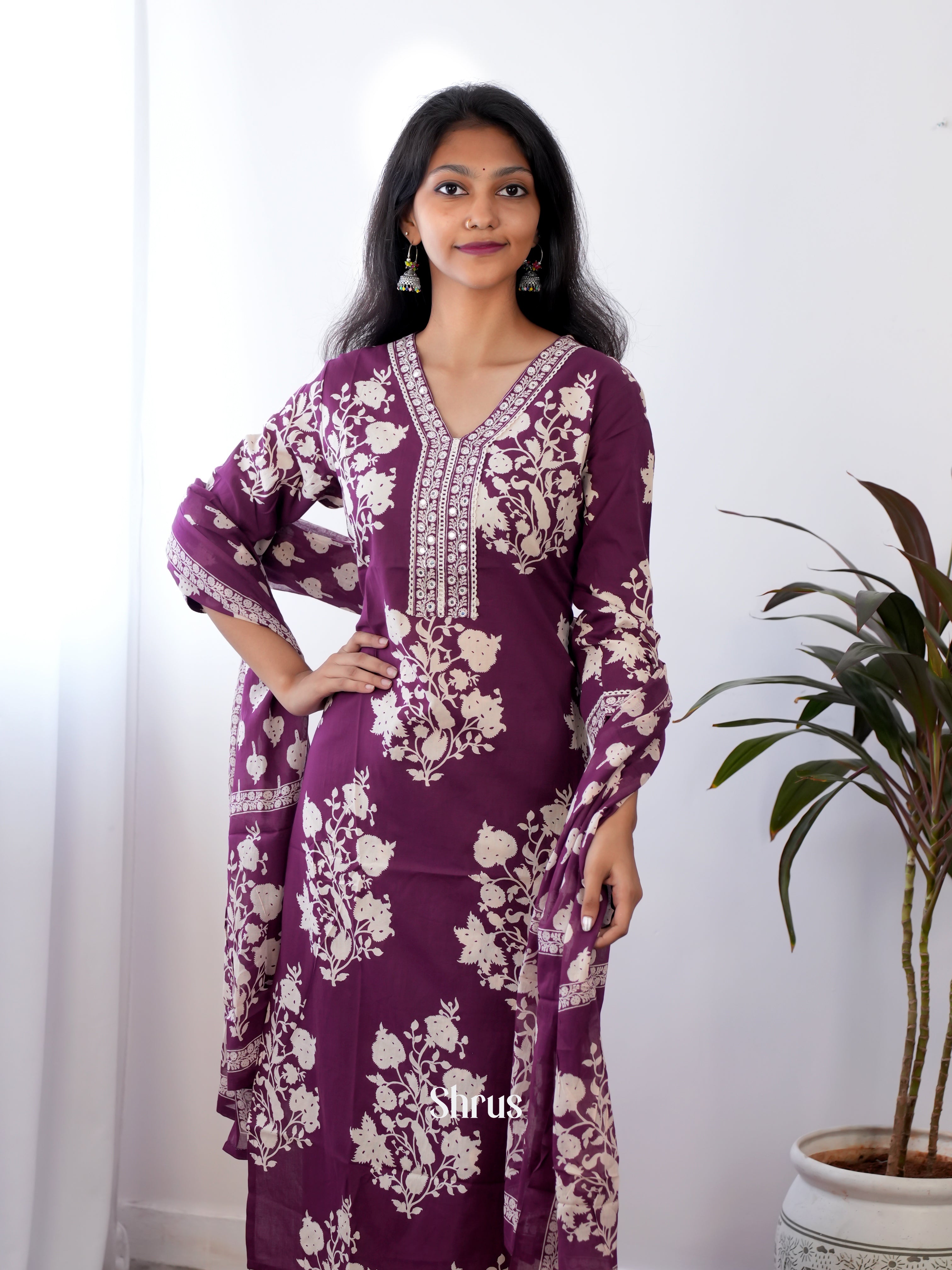 Purple - 3pc Readymade Suits