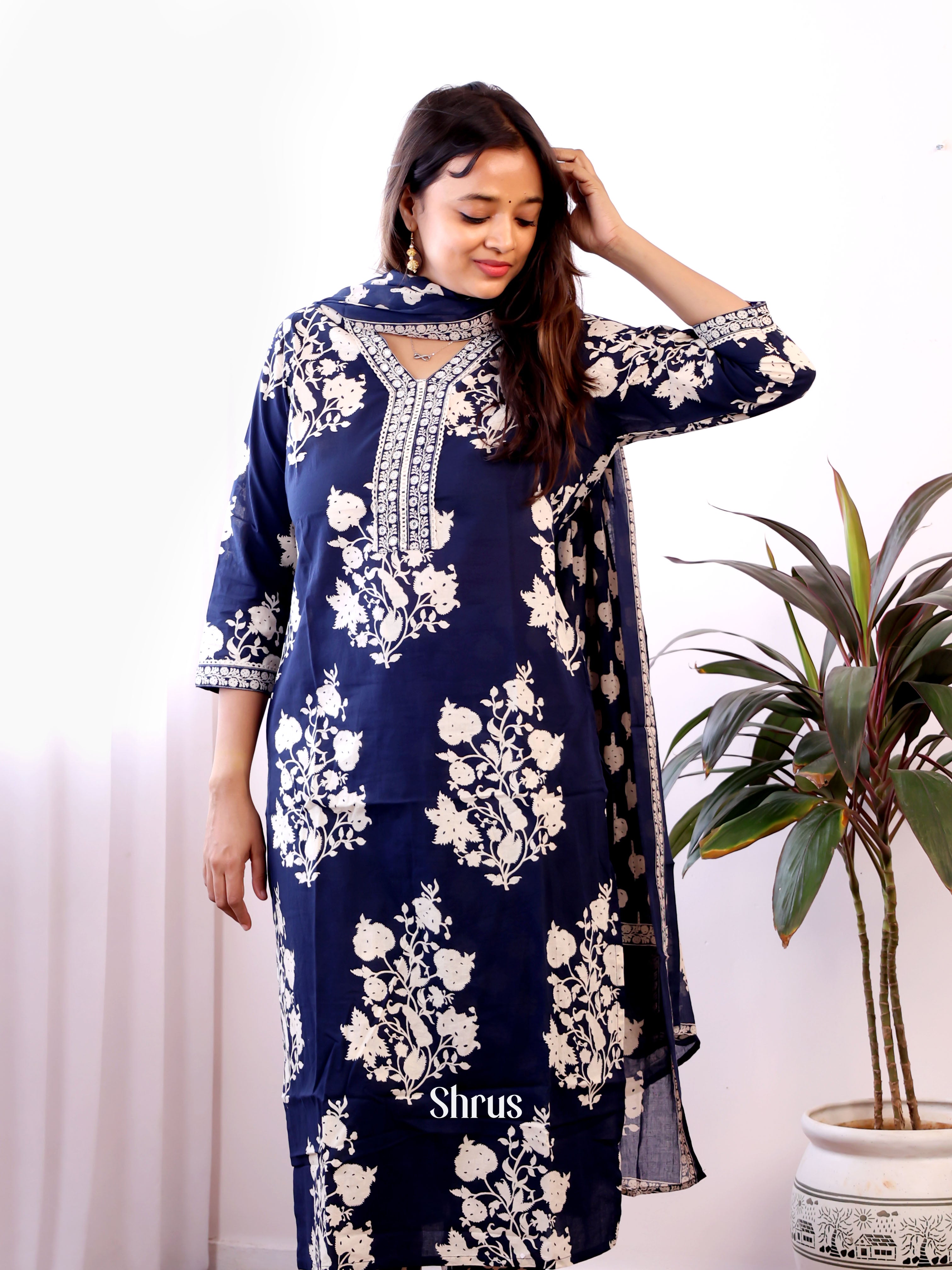 Blue - 3pc printed Readymade Suits