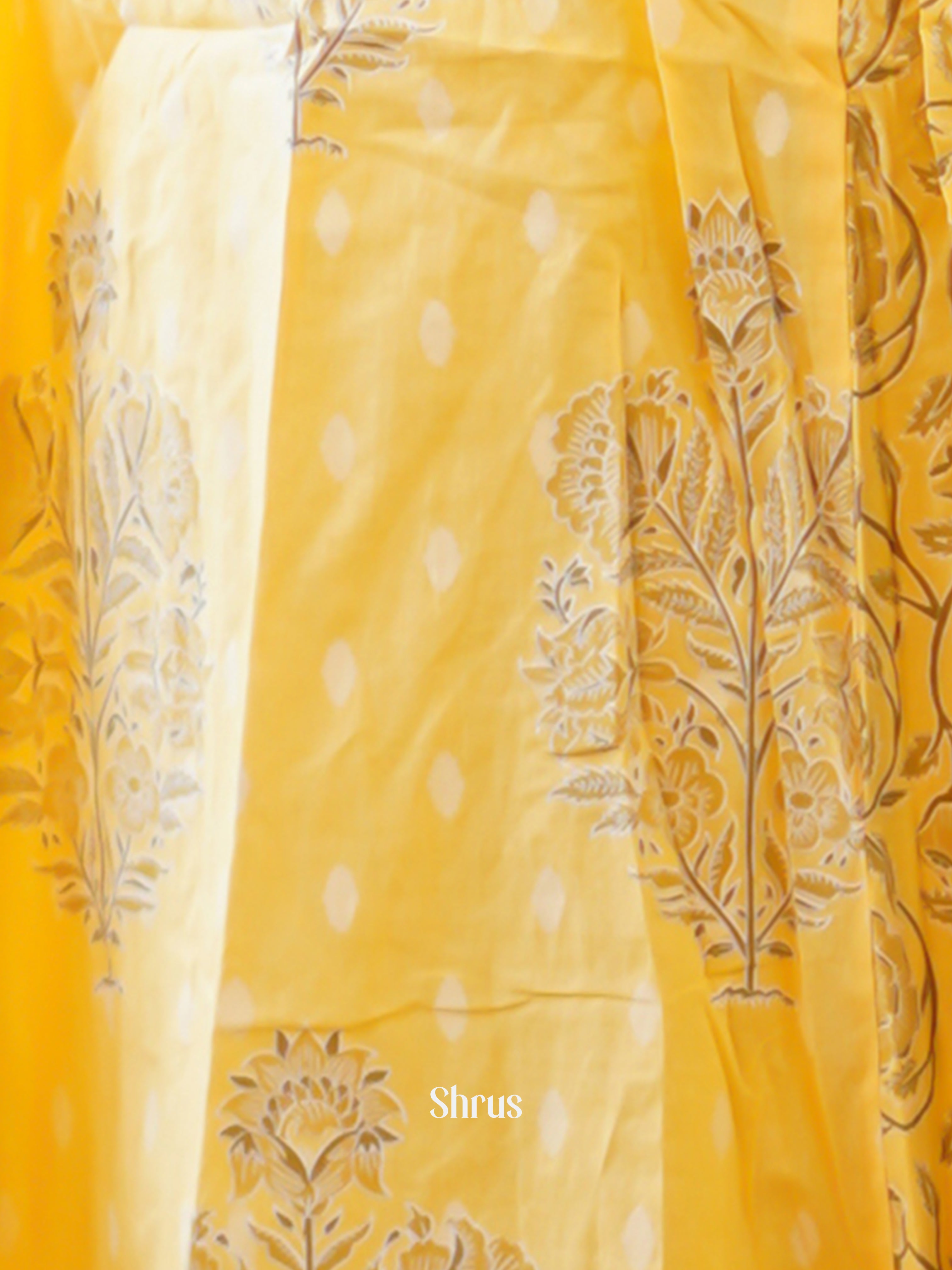 Yellow  - Floral Printed 3 pc Readymade Suits