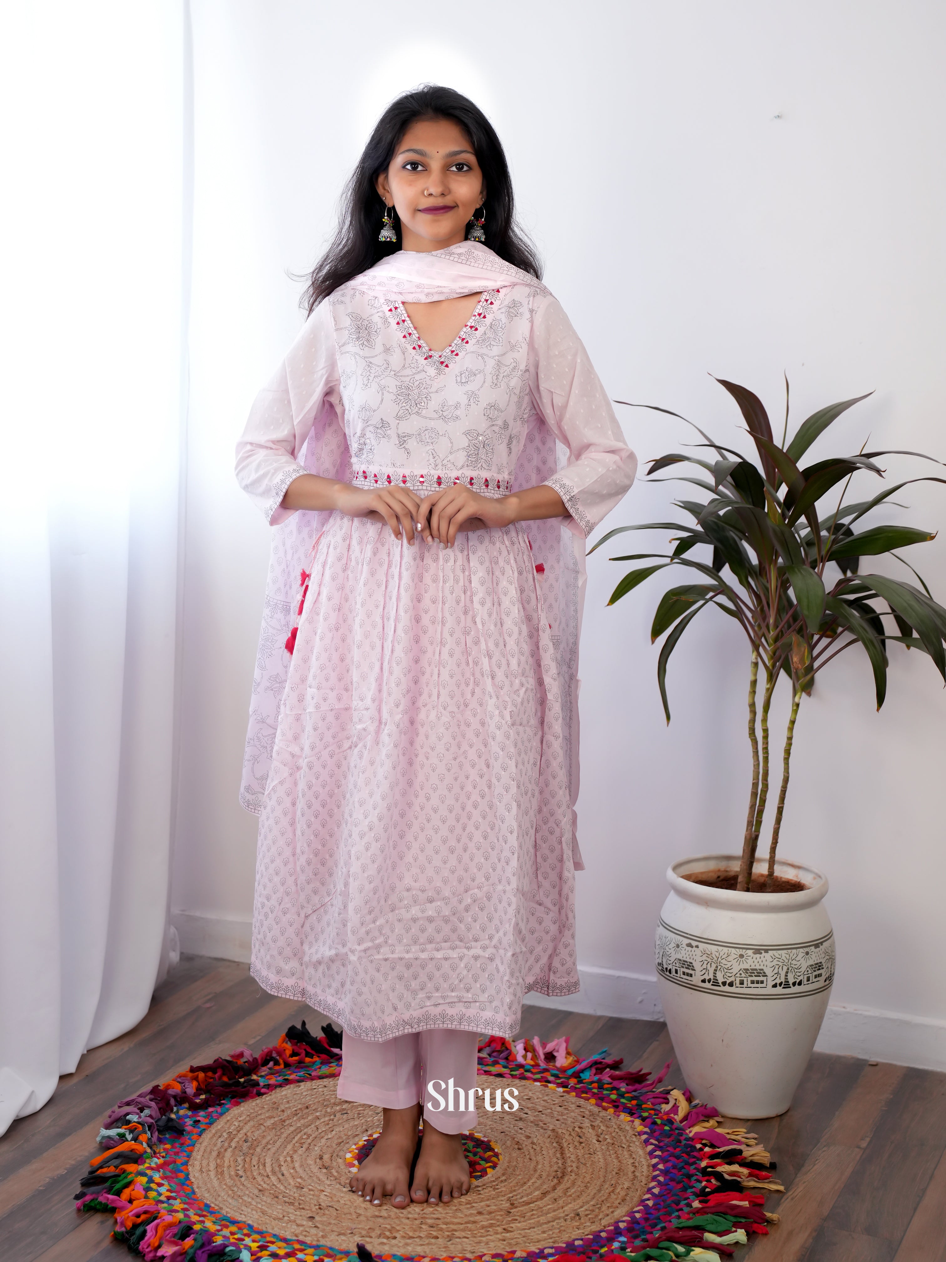 Baby Pink - 3pc printed Readymade Suits