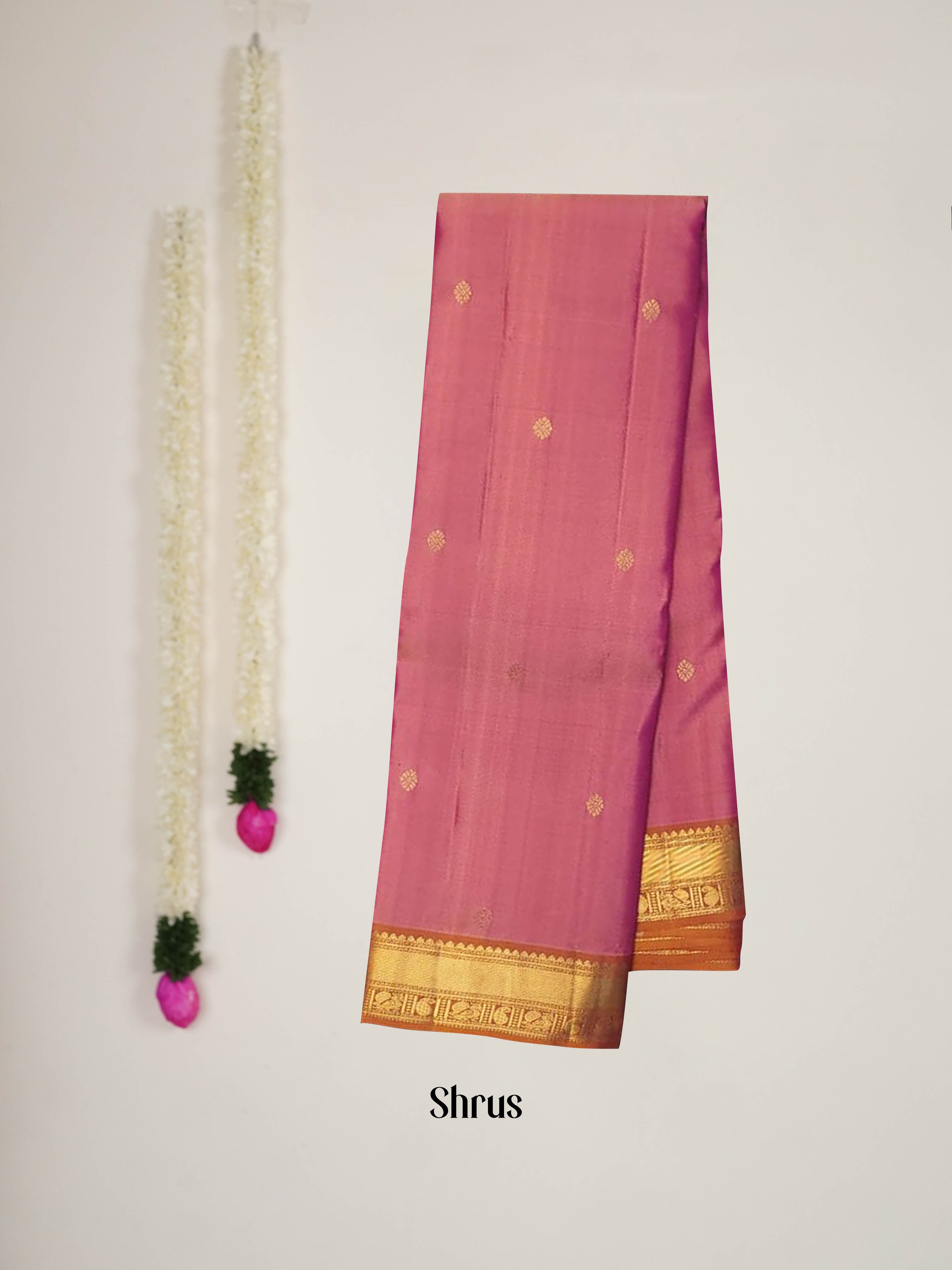 Pink & Mustard  - Kanchipuram silk Saree