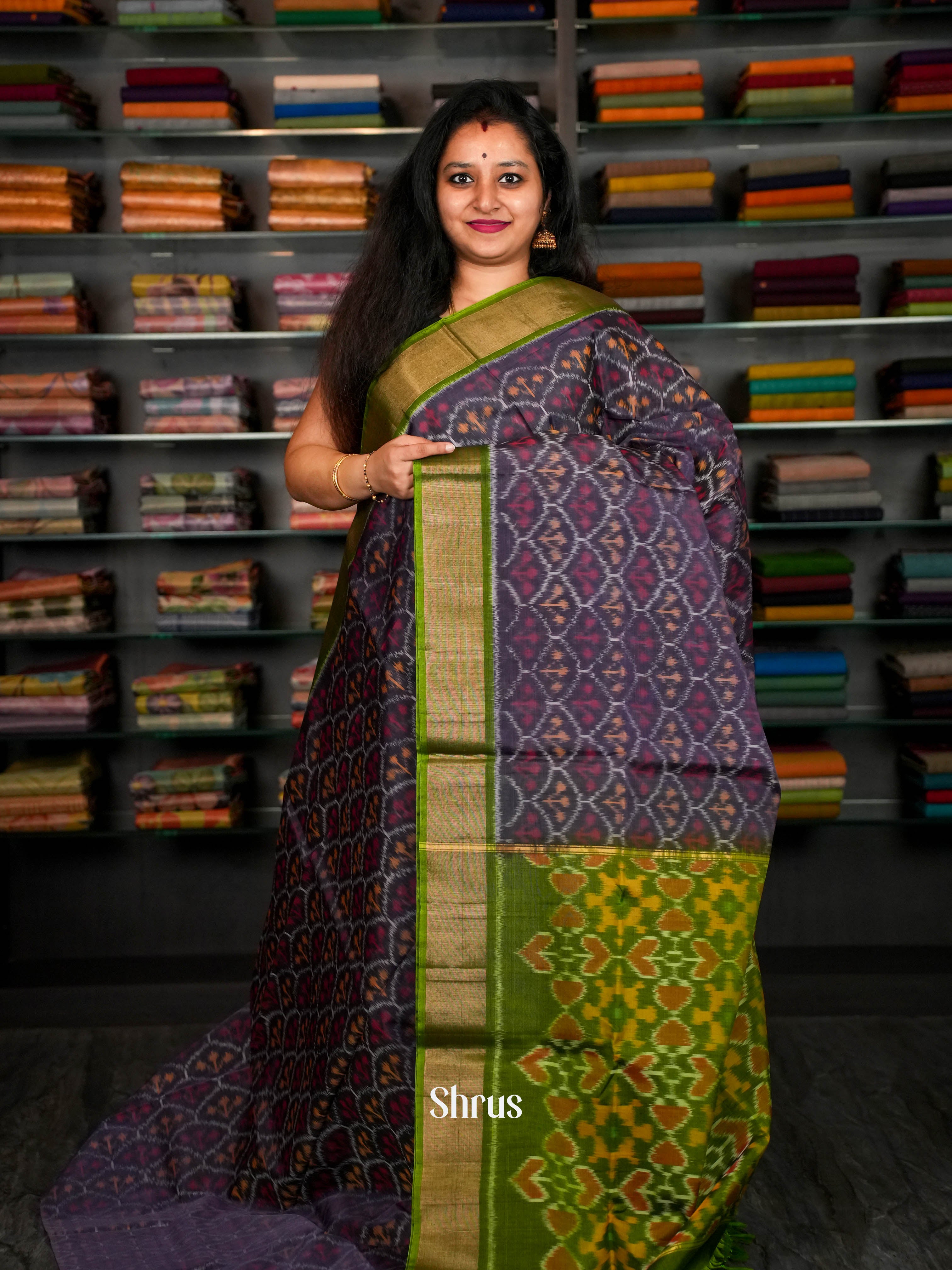 Green & Indigo  - Pochampally sico Saree