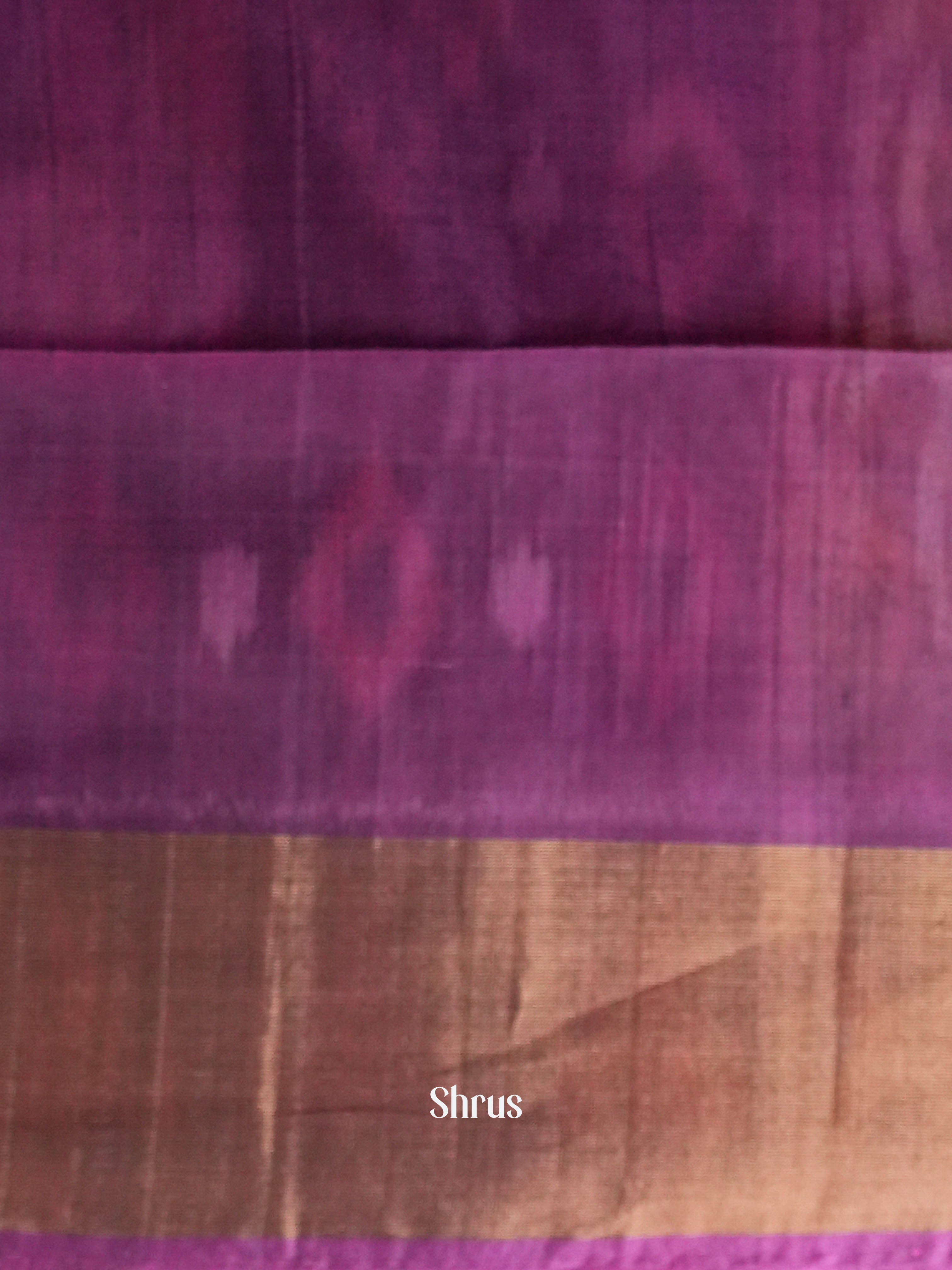 Golden Orange & Purple   - Pochampally sico Saree