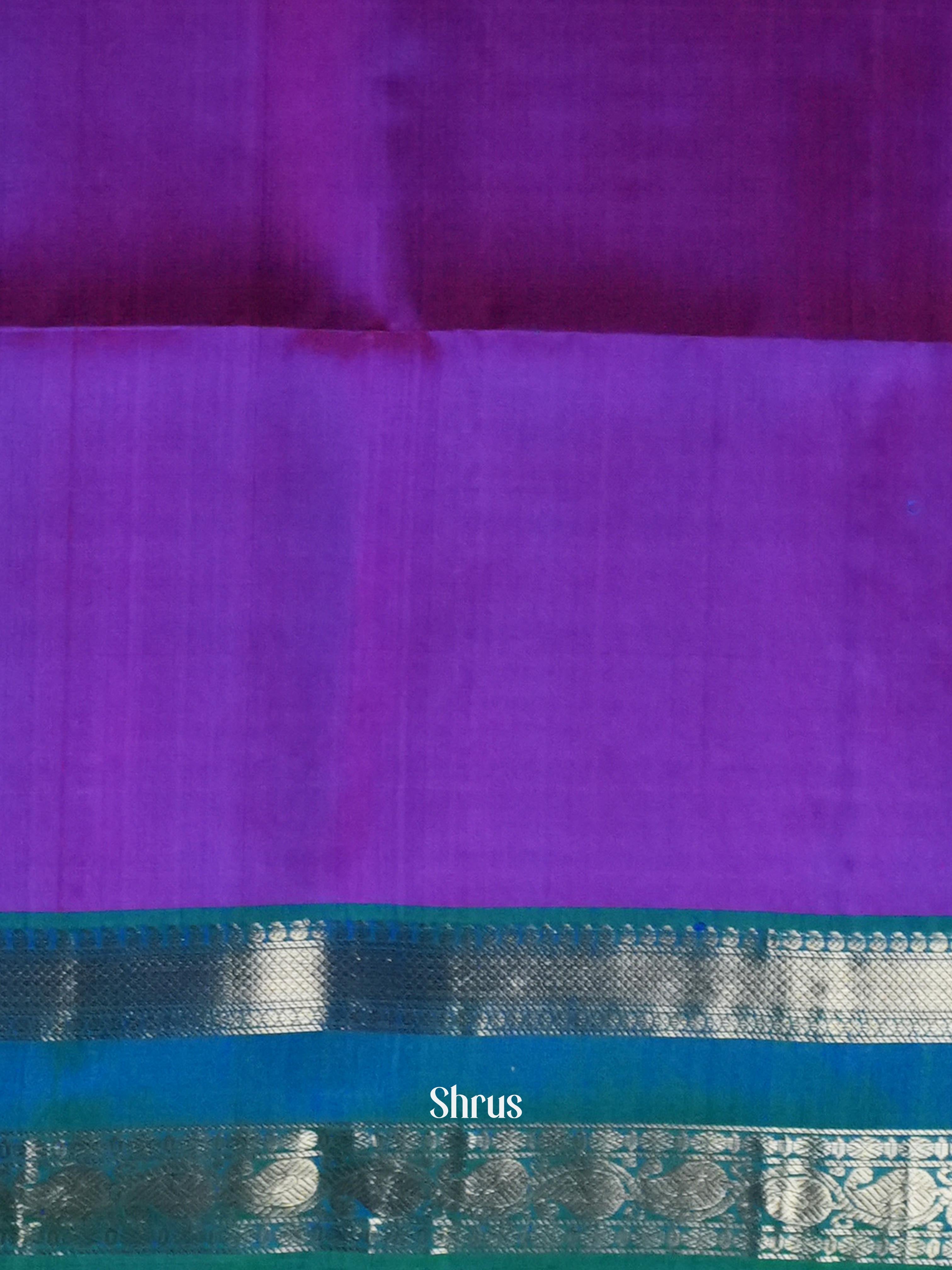 Double Shaded Purple & Whitish Grey  - Soft Silk Saree