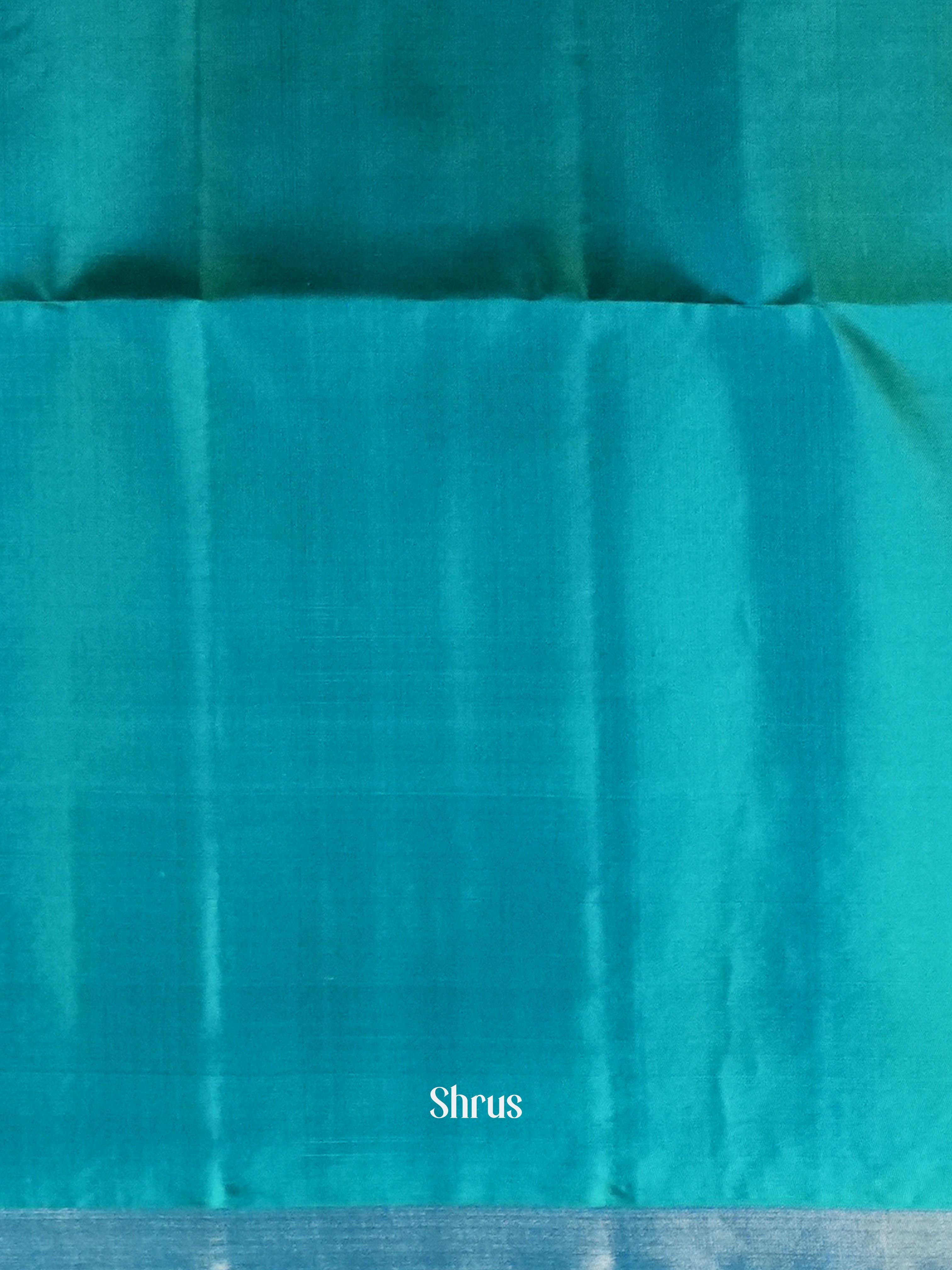 Peachy Pink & Greenish Blue   - Soft Silk Saree