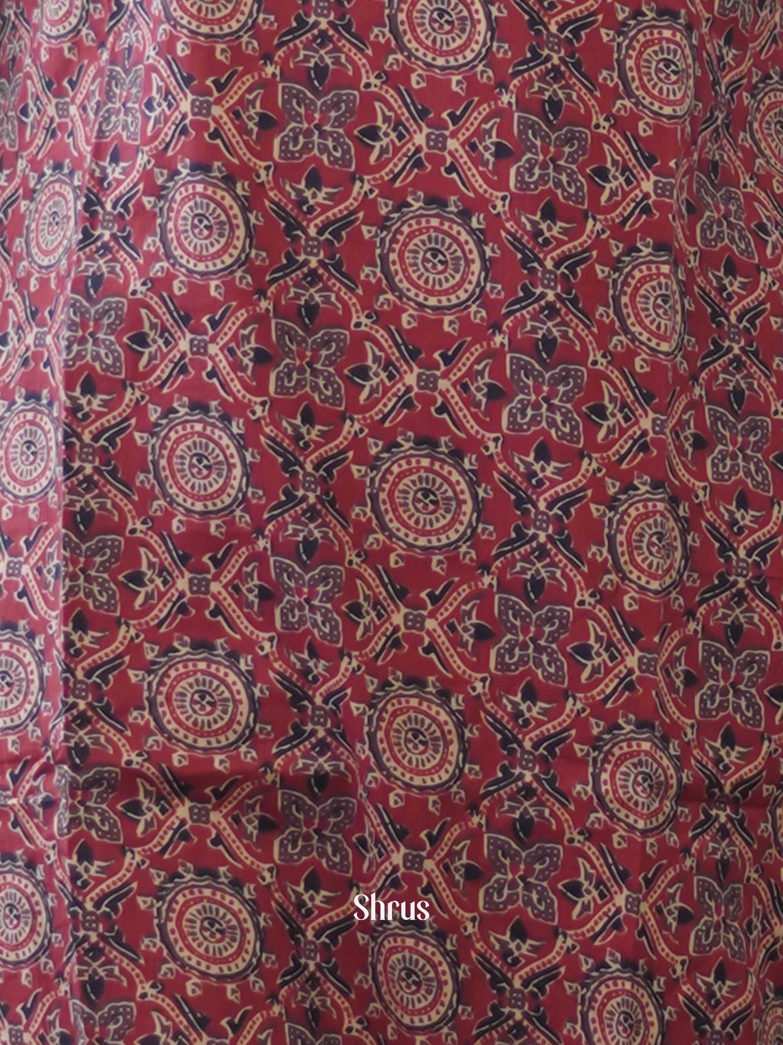 Maroon - 3pc ajrakh printed Readymade Suits